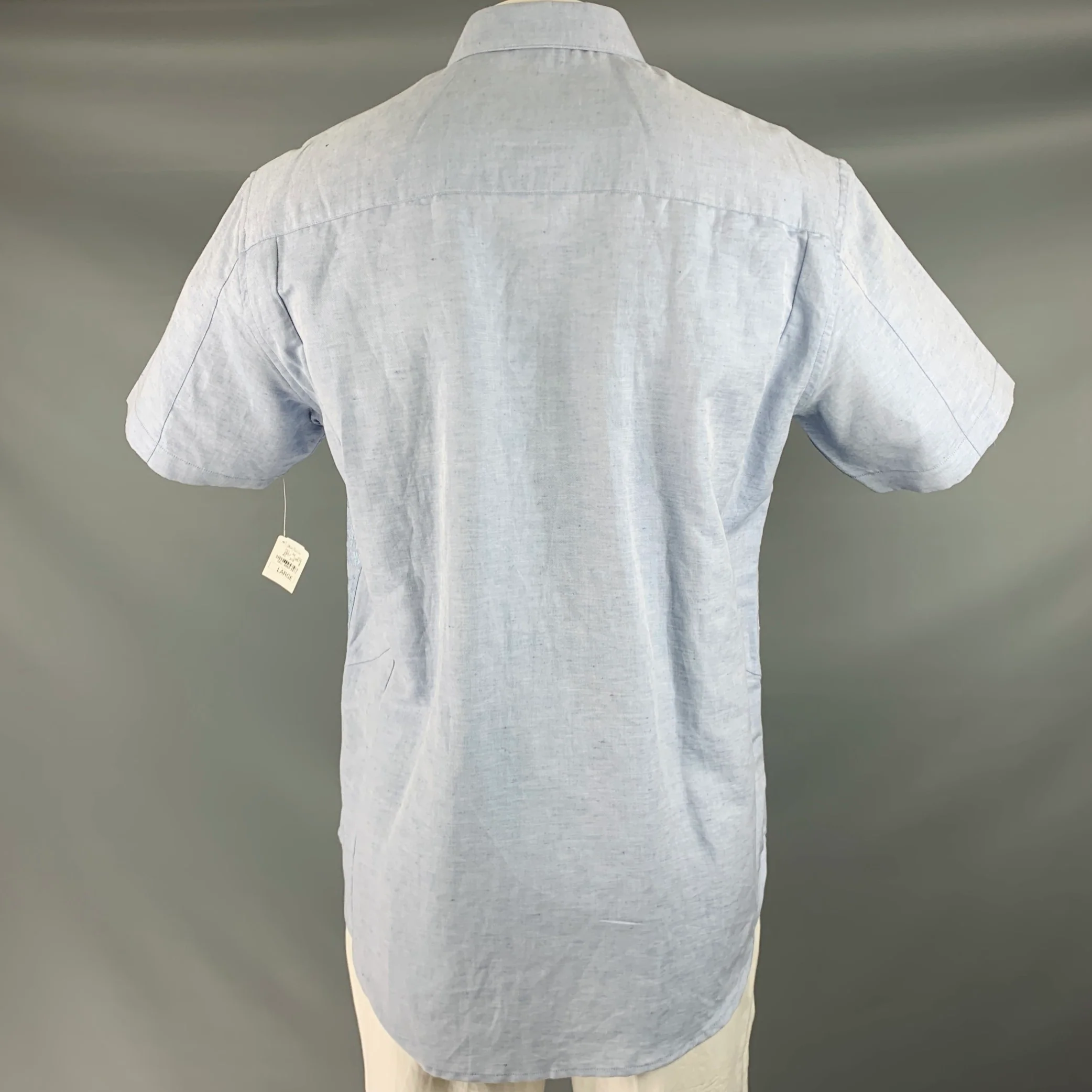 ROBERT GRAHAM Size L Light Blue Embroidery Cotton Button Up Short Sleeve Shirt - Image 4