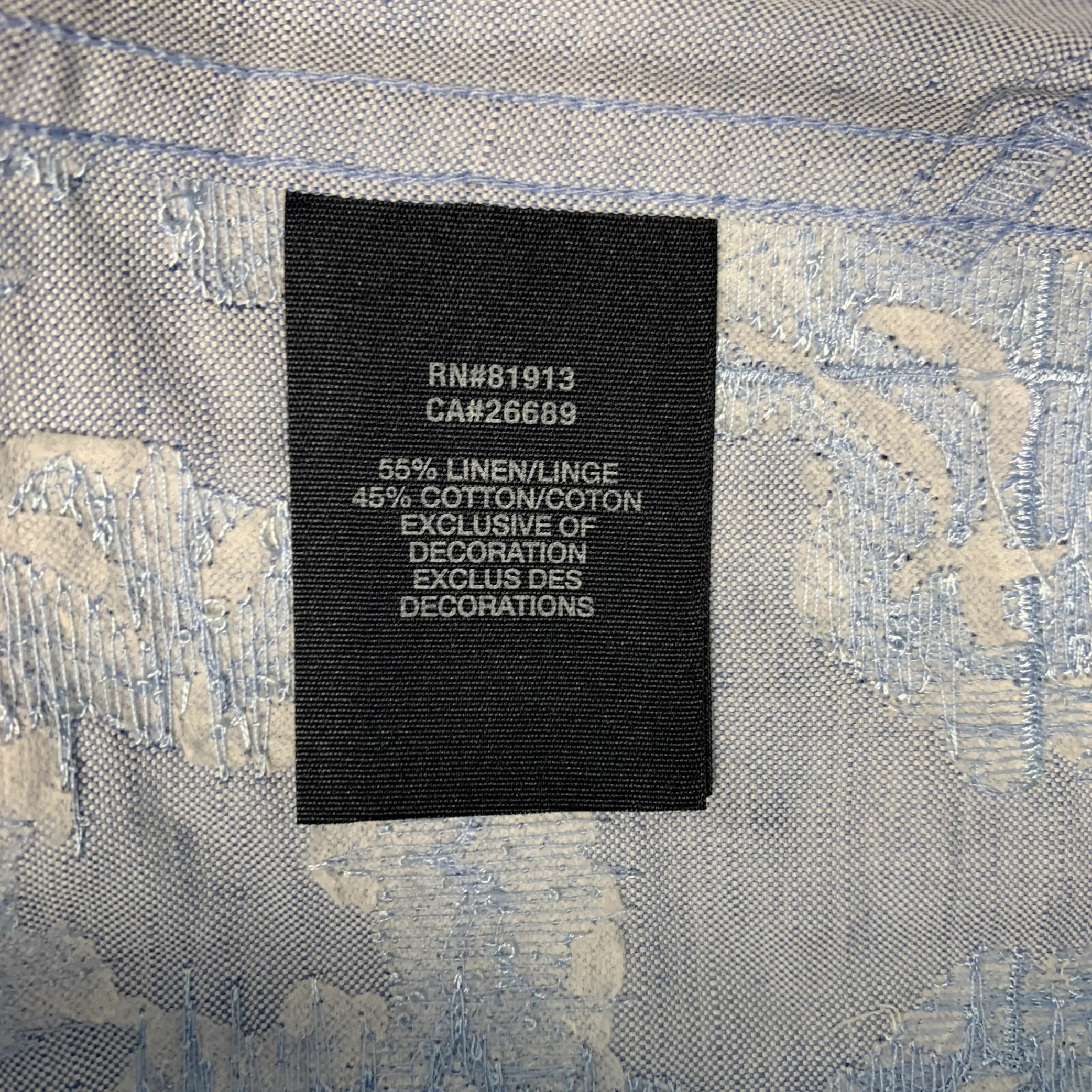 ROBERT GRAHAM Size L Light Blue Embroidery Cotton Button Up Short Sleeve Shirt - Image 6