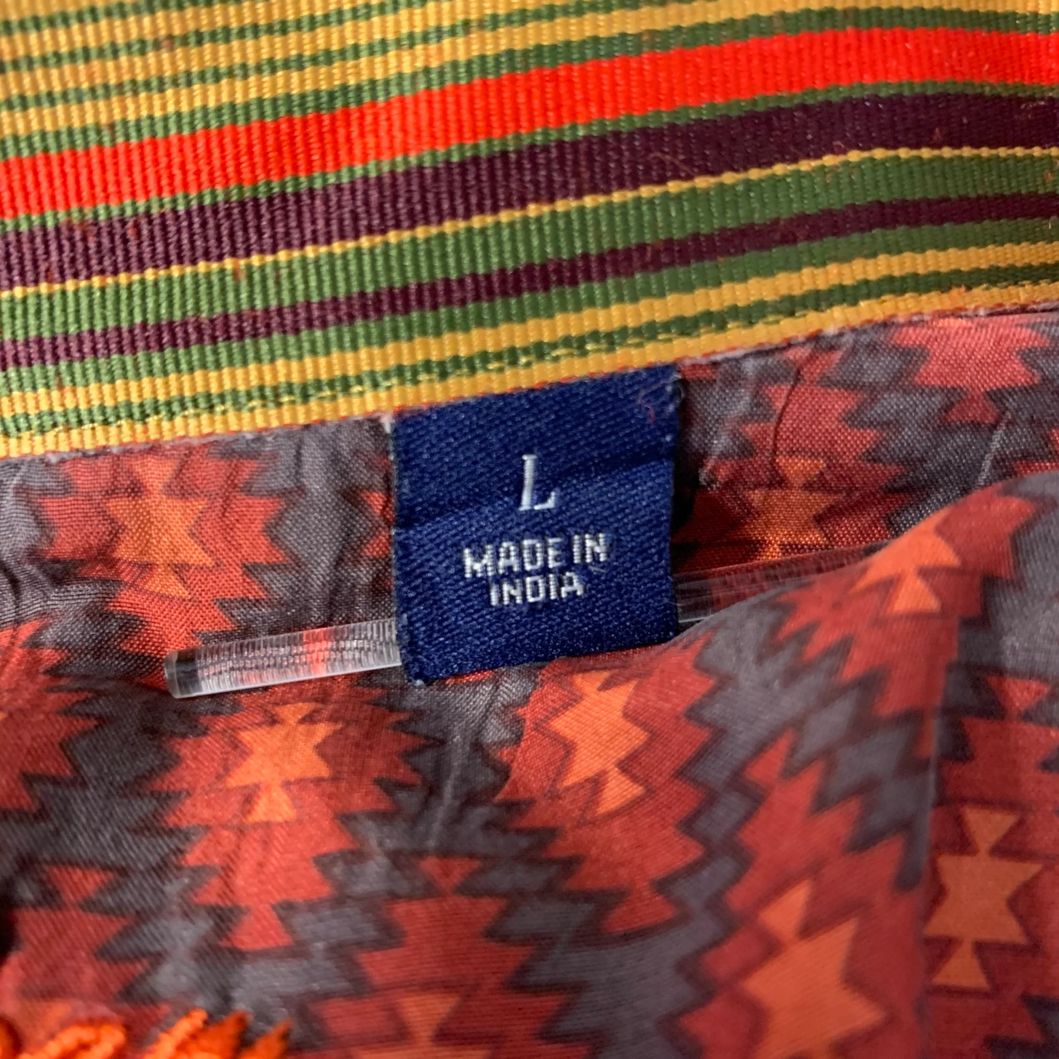 ROBERT GRAHAM Size L Orange Multi-Color Stripe Cotton Blend Long Sleeve Shirt - Image 6