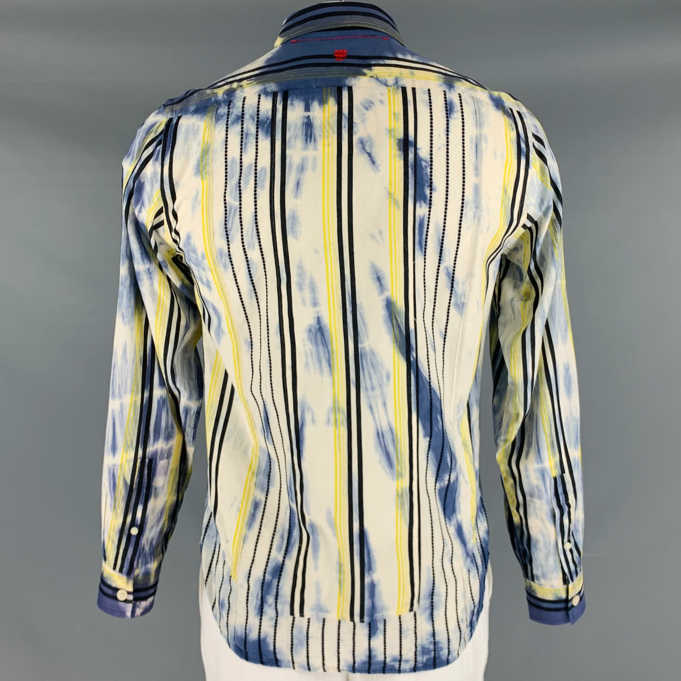 ROBERT GRAHAM Size L White Blue Yellow Stripe Cotton Long Sleeve Shirt - Image 3