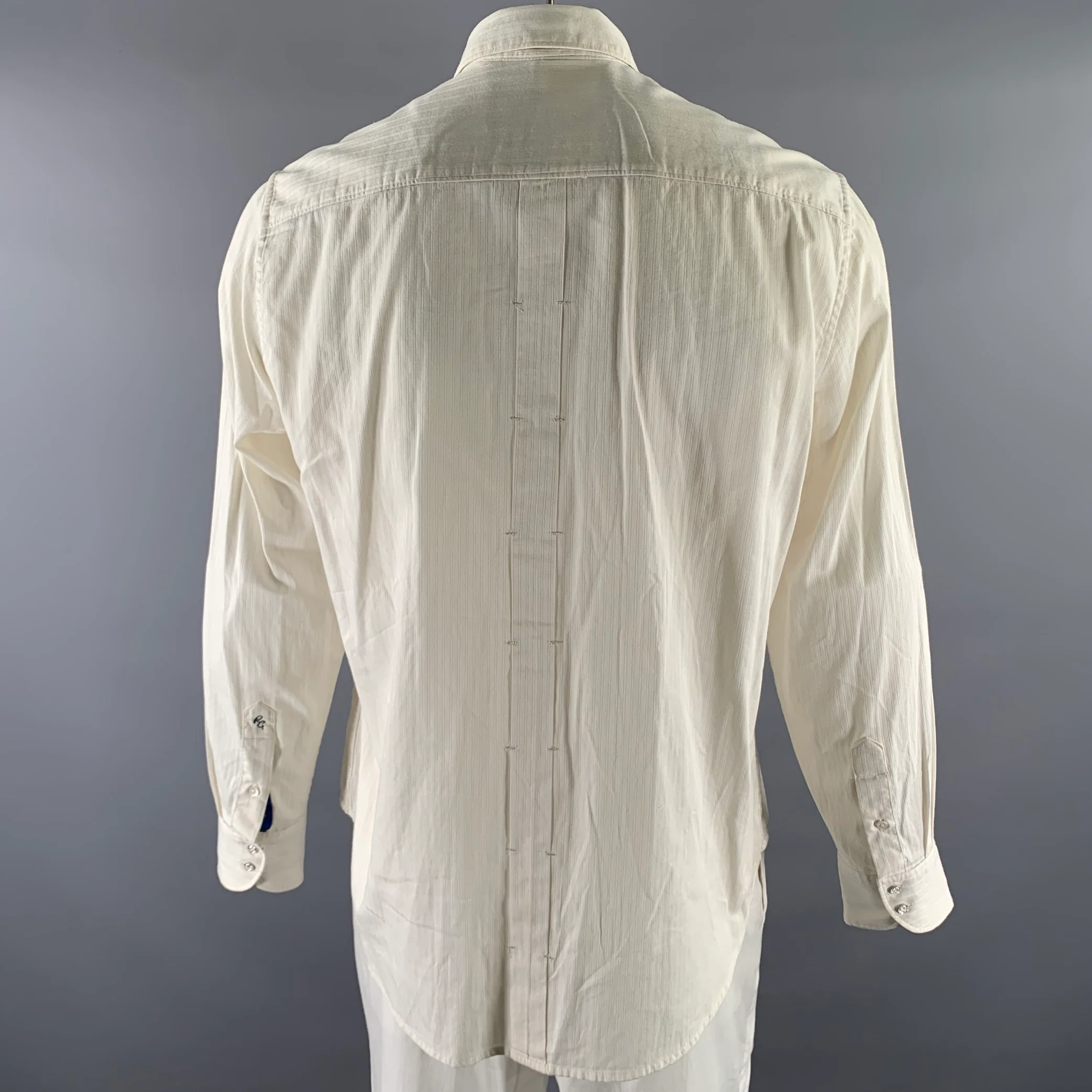 ROBERT GRAHAM Size XL Cream Bedded Tuxedo Cotton Long Sleeve Shirt - Image 4