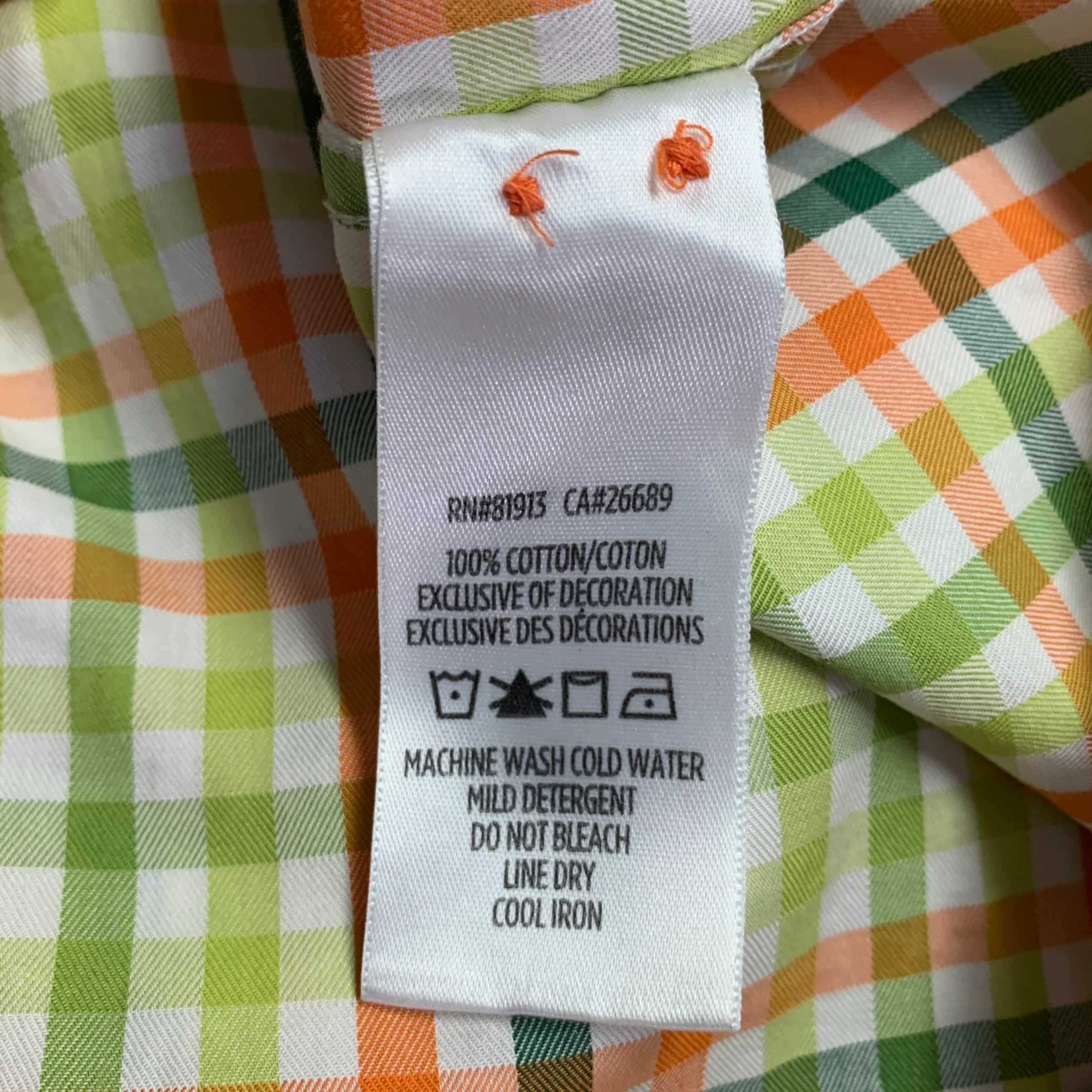 ROBERT GRAHAM Size XL Green Orange Checkered Cotton Long Sleeve Shirt - Image 9