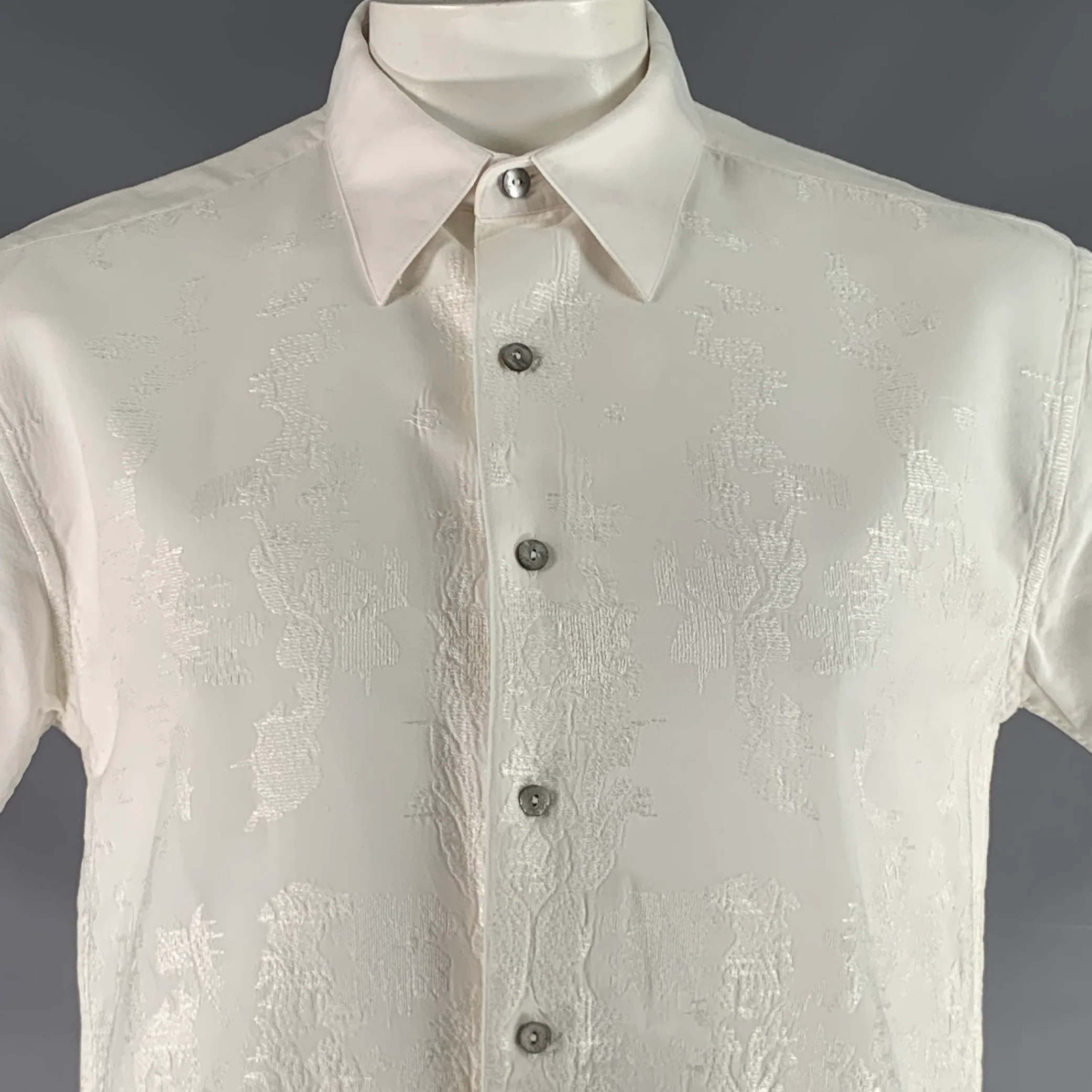 ROBERT GRAHAM Size XL White Embroidery Cotton Button Up Short Sleeve Shirt - Image 2