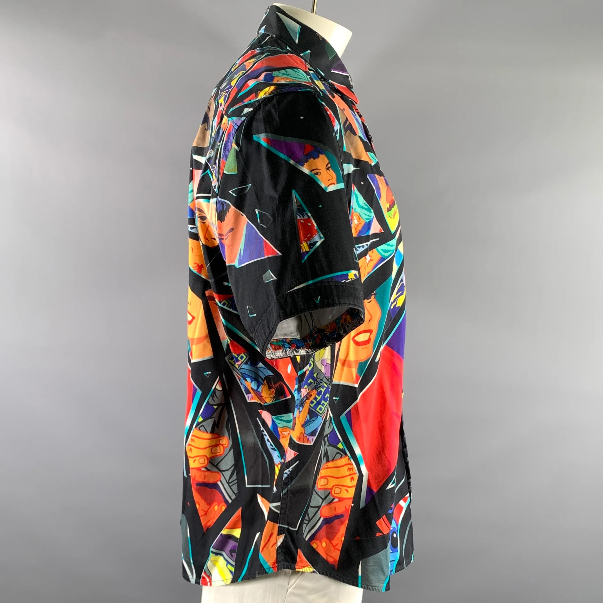 ROBERT GRAHAM Size XXL Black Comic Graphic Cotton Short Sleeve Shirt - Image 3