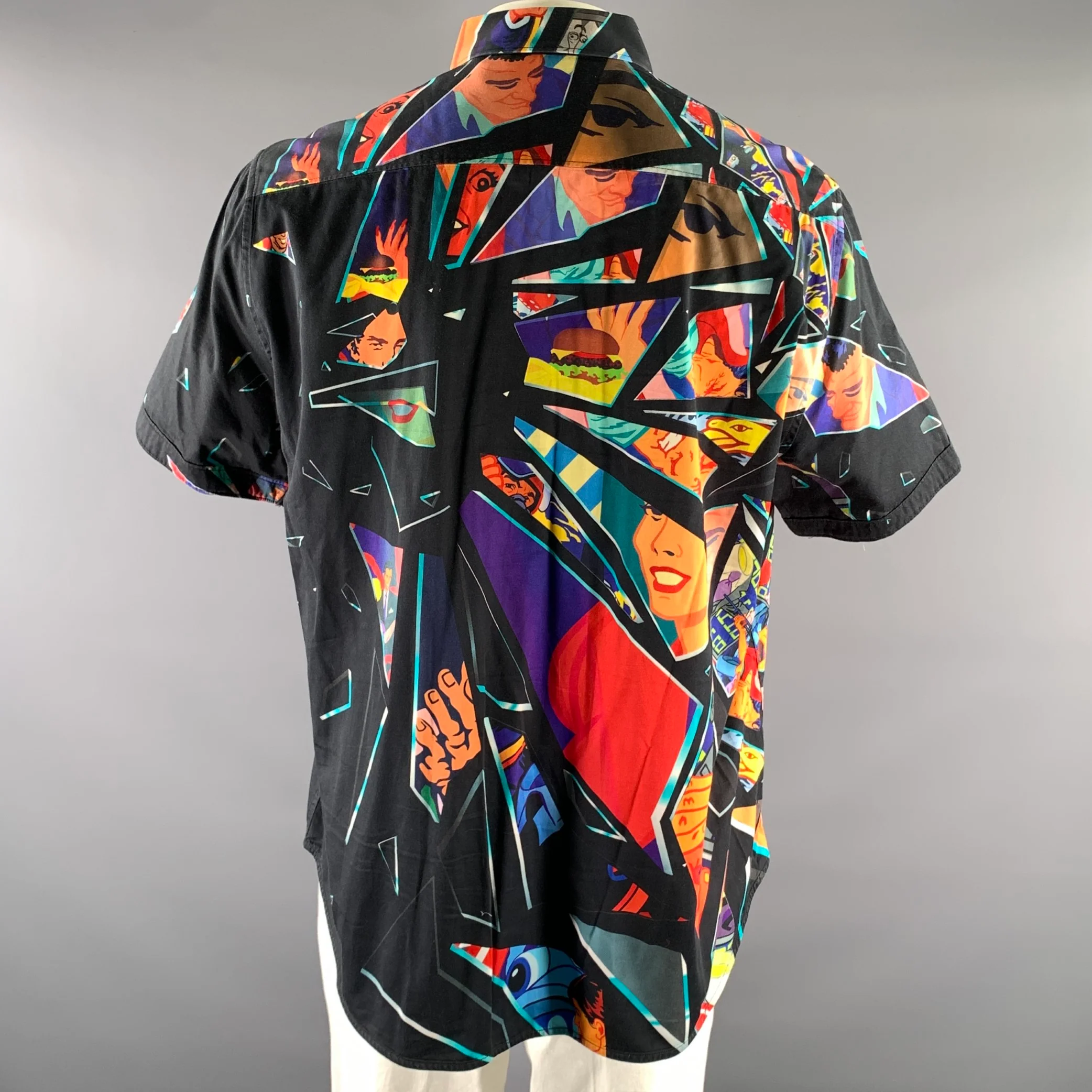 ROBERT GRAHAM Size XXL Black Comic Graphic Cotton Short Sleeve Shirt - Image 4