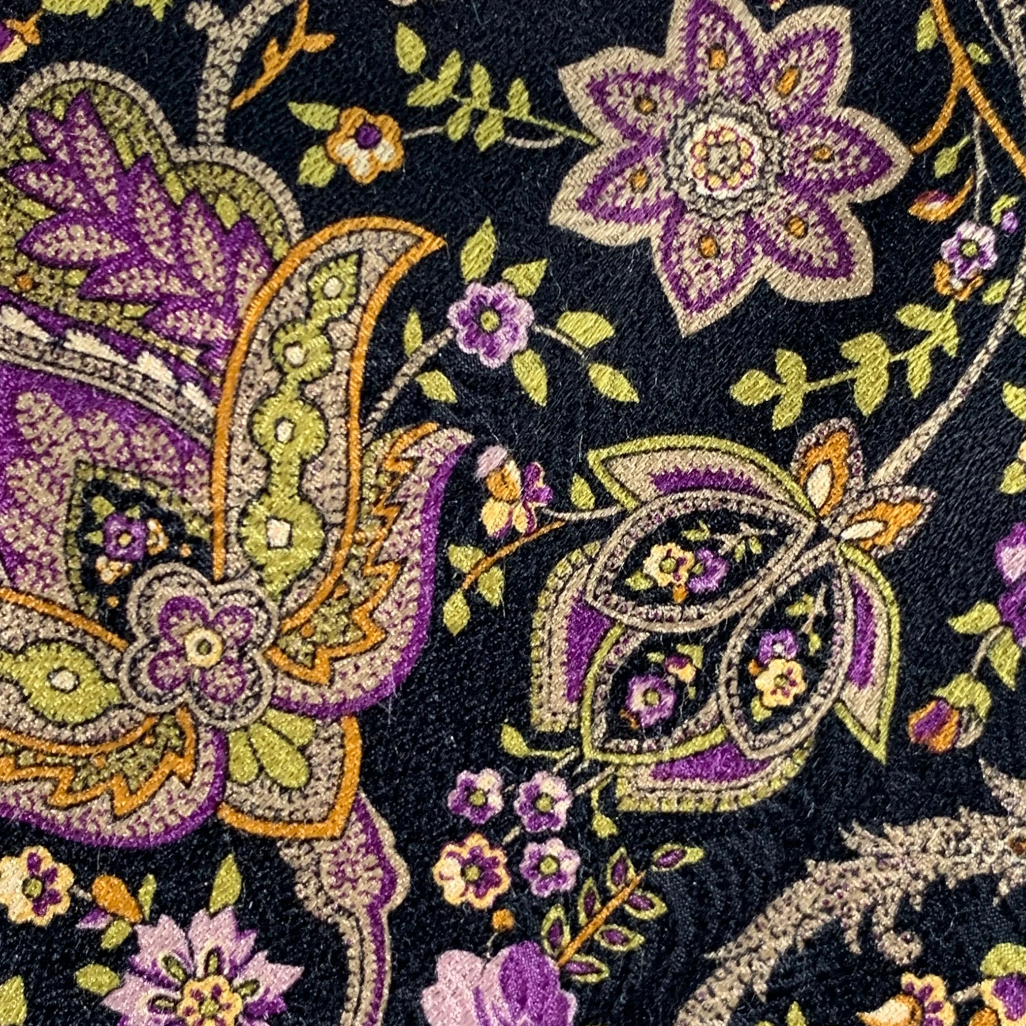 ROBERT TALBOTT Black Purple Green Paisley Silk Tie - Image 2