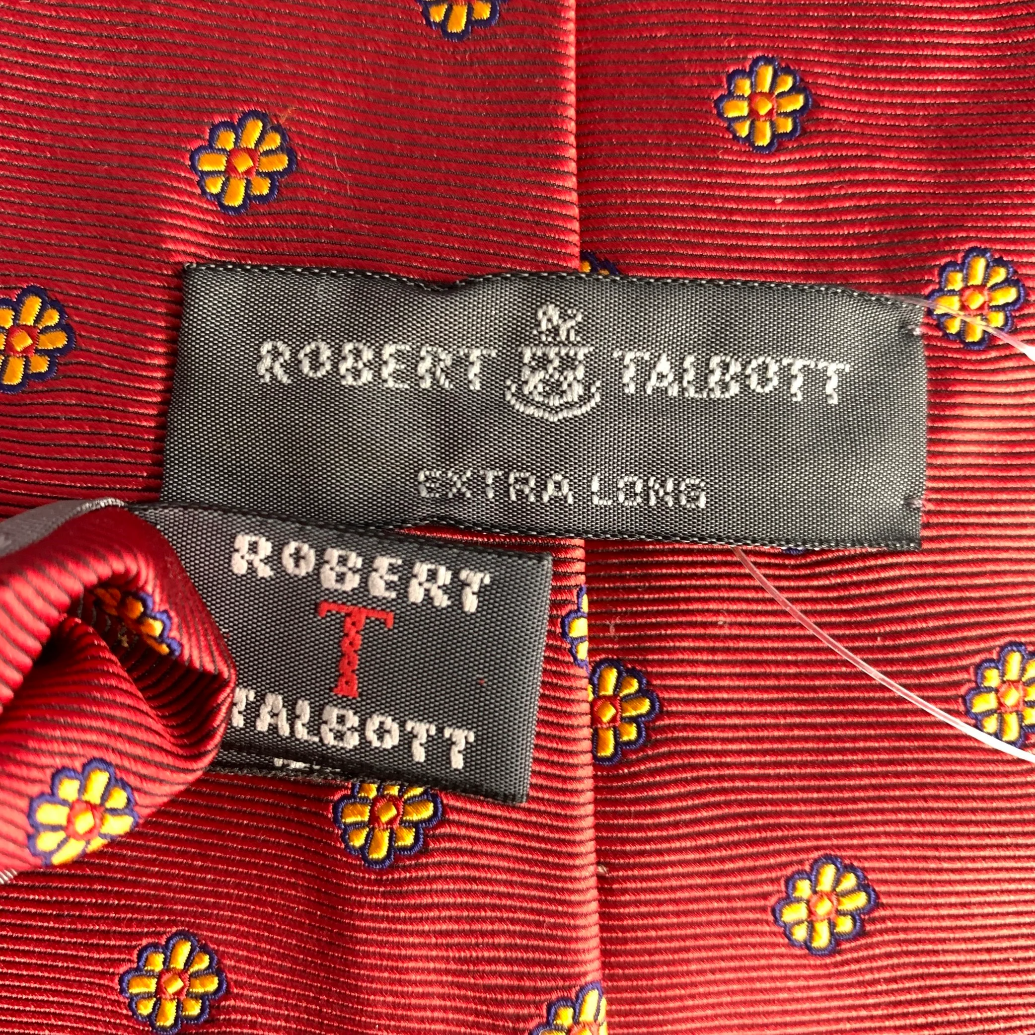 ROBERT TALBOTT Burgundy Navy gold Floral Silk Tie - Image 4