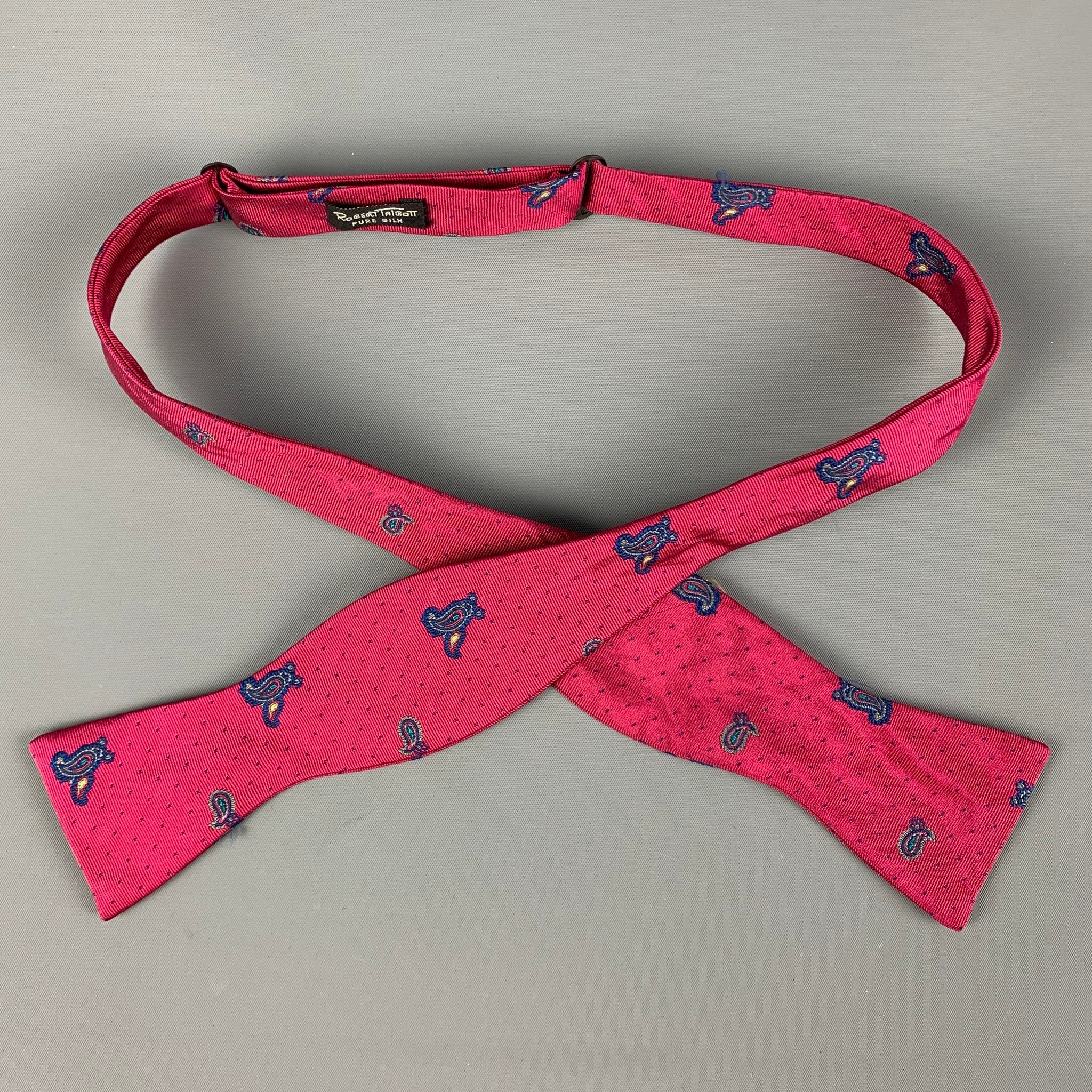 ROBERT TALBOTT Burgundy Navy Paisley Silk Bow Tie