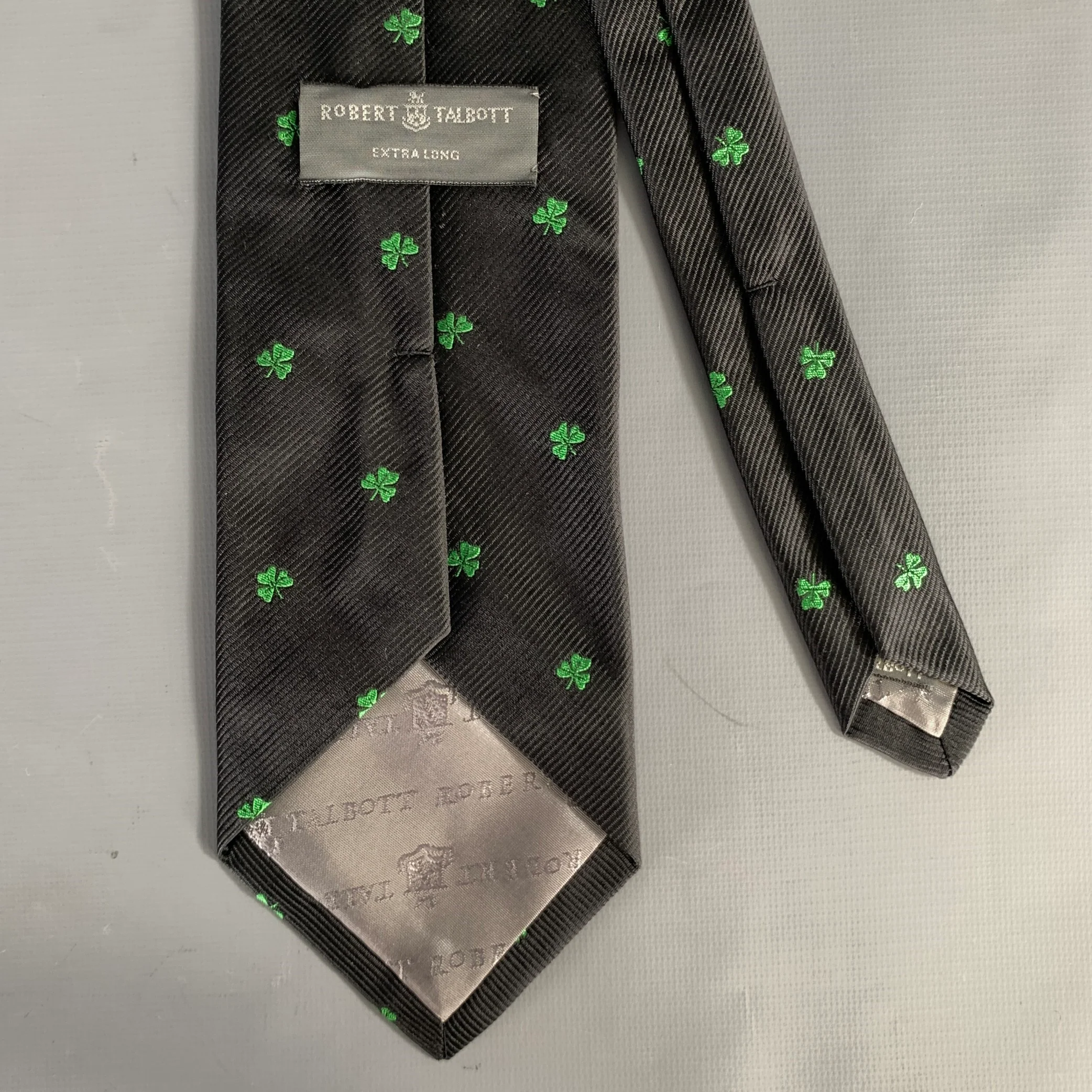 ROBERT TALBOTT Green Black Floral Silk Tie - Image 2