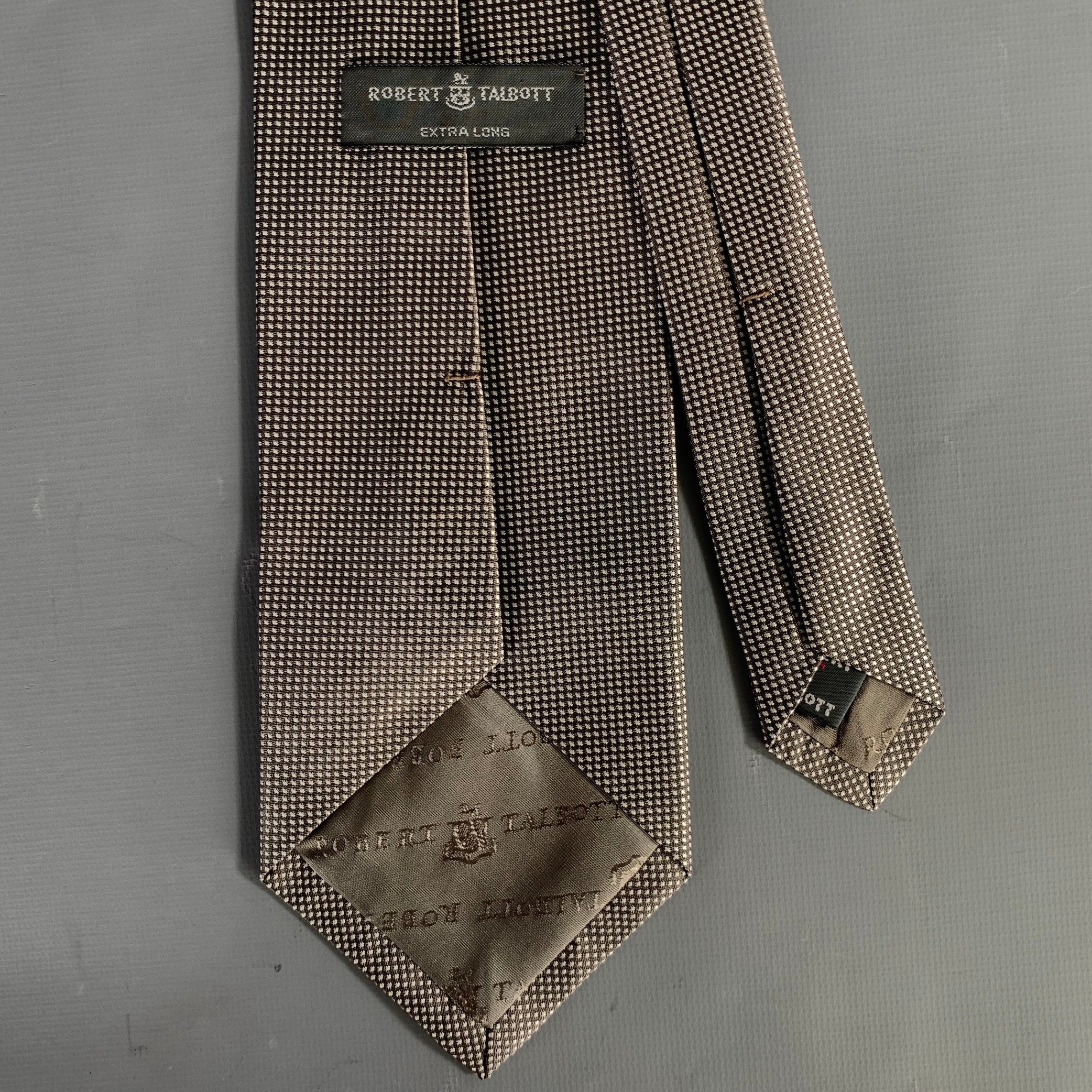 ROBERT TALBOTT Grey White Polka Dot Silk Tie - Image 2
