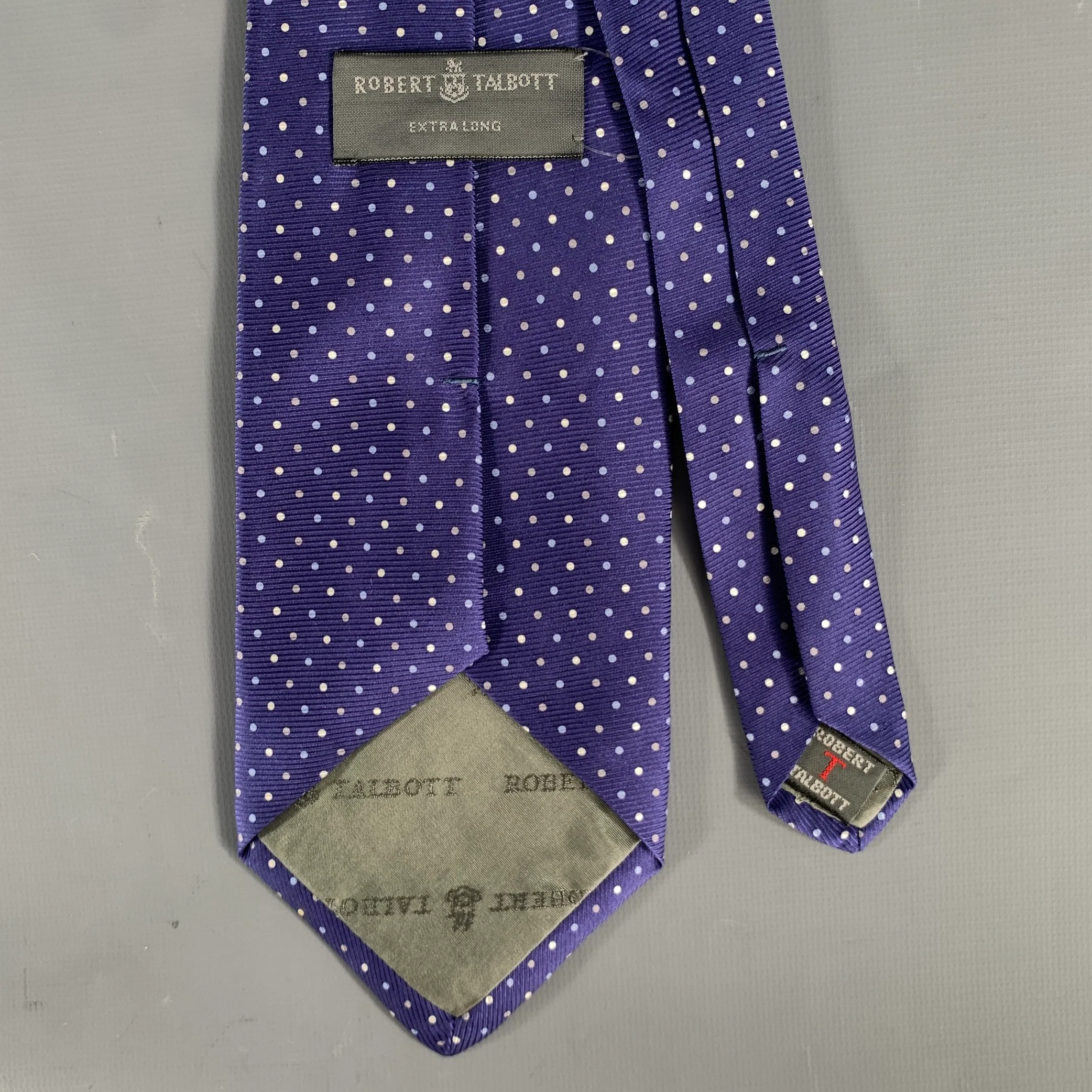 ROBERT TALBOTT Navy light blue/cream Dots Silk Tie - Image 2