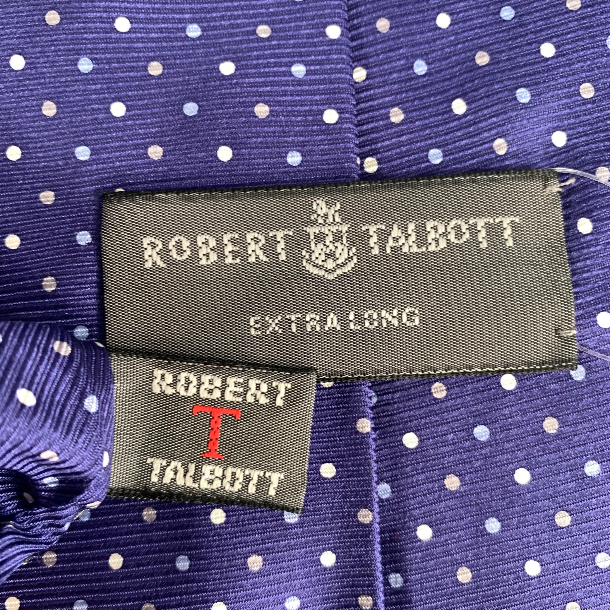 ROBERT TALBOTT Navy light blue/cream Dots Silk Tie - Image 4