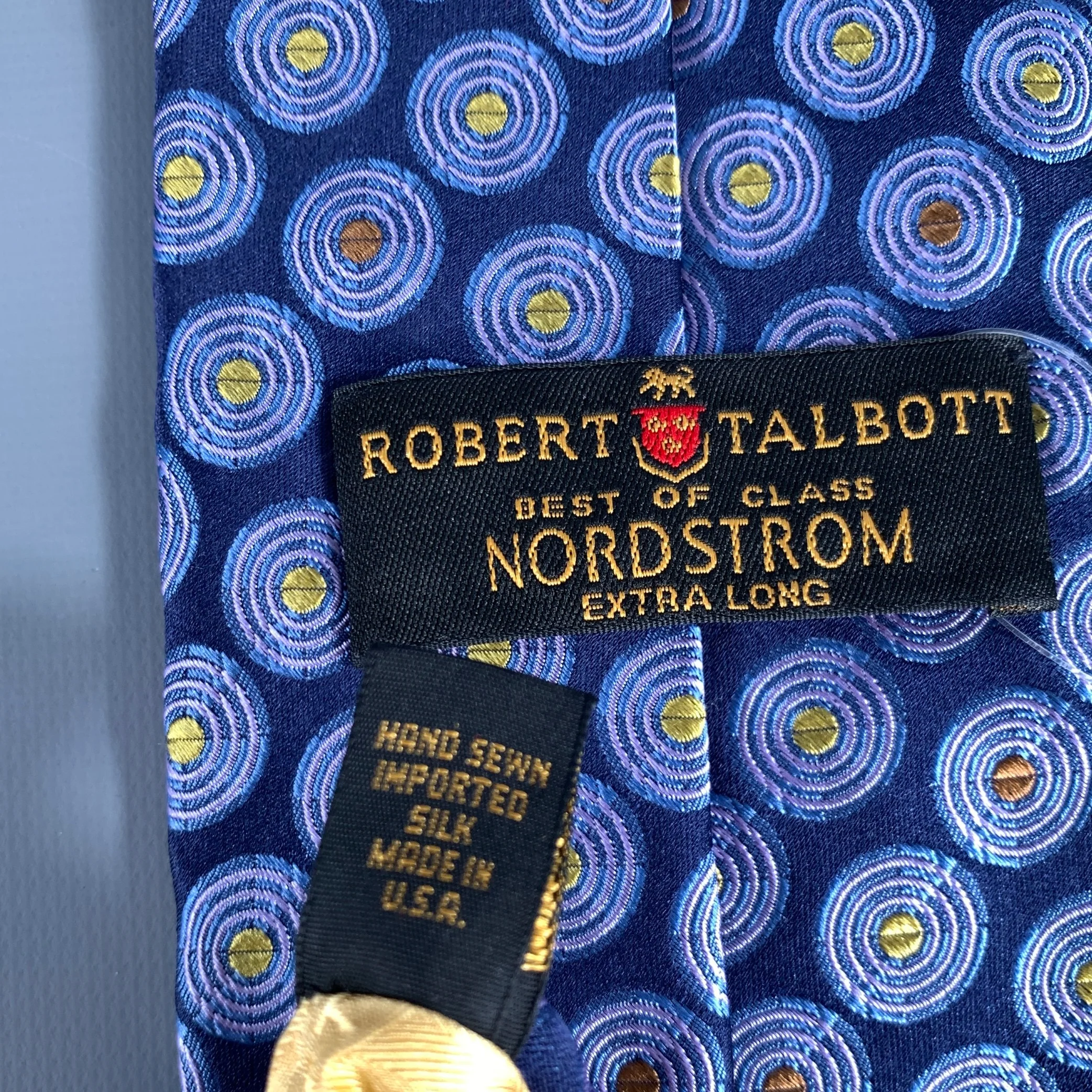 ROBERT TALBOTT Navy Multi Color Geometric Silk Tie - Image 3