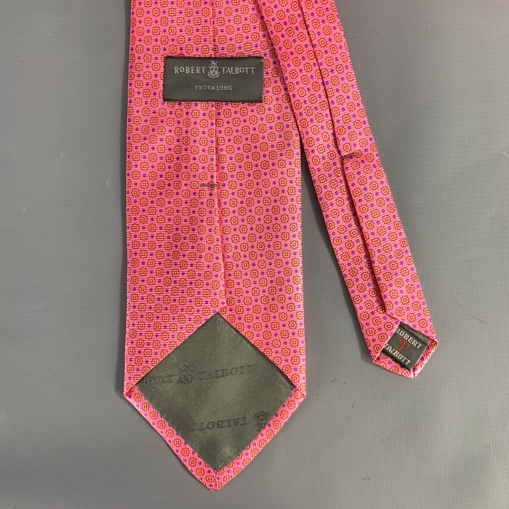 ROBERT TALBOTT Pink Purple & Yellow Floral Silk Tie - Image 2