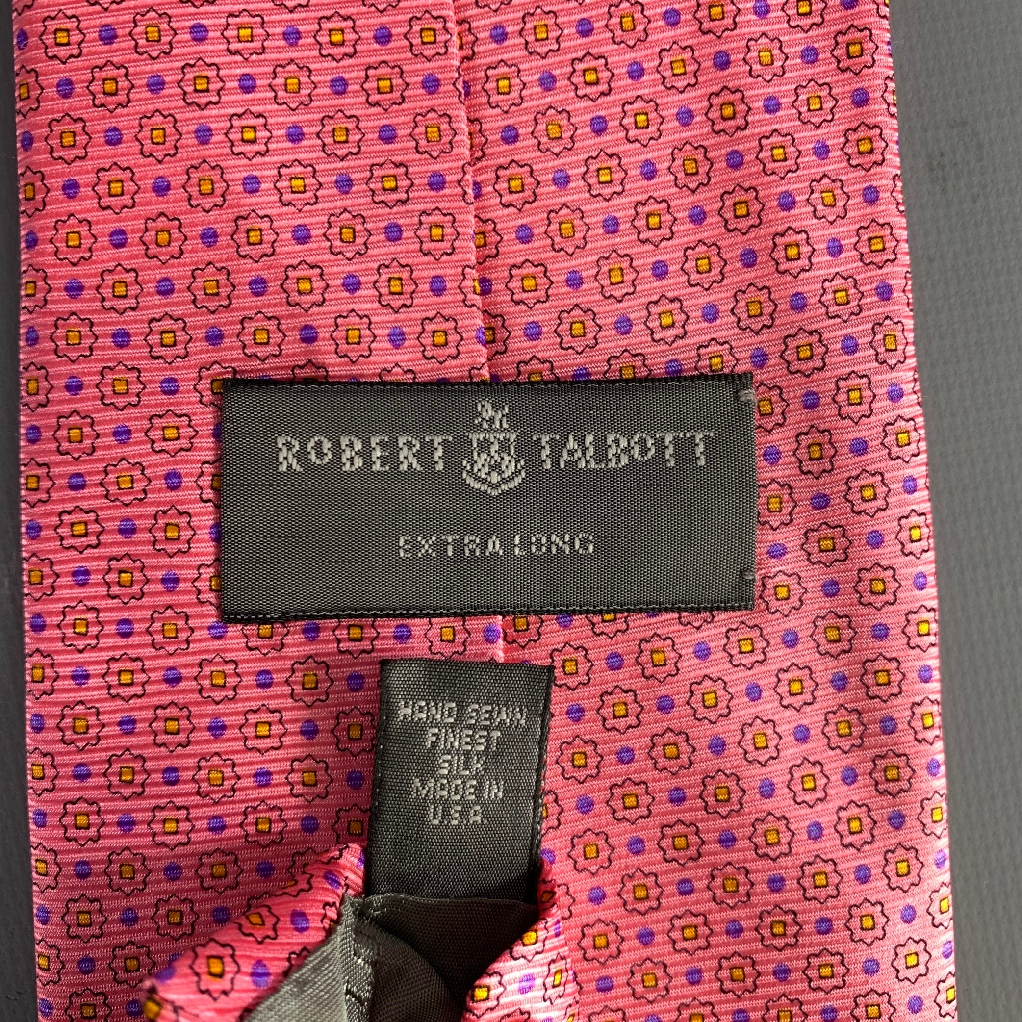 ROBERT TALBOTT Pink Purple & Yellow Floral Silk Tie - Image 3