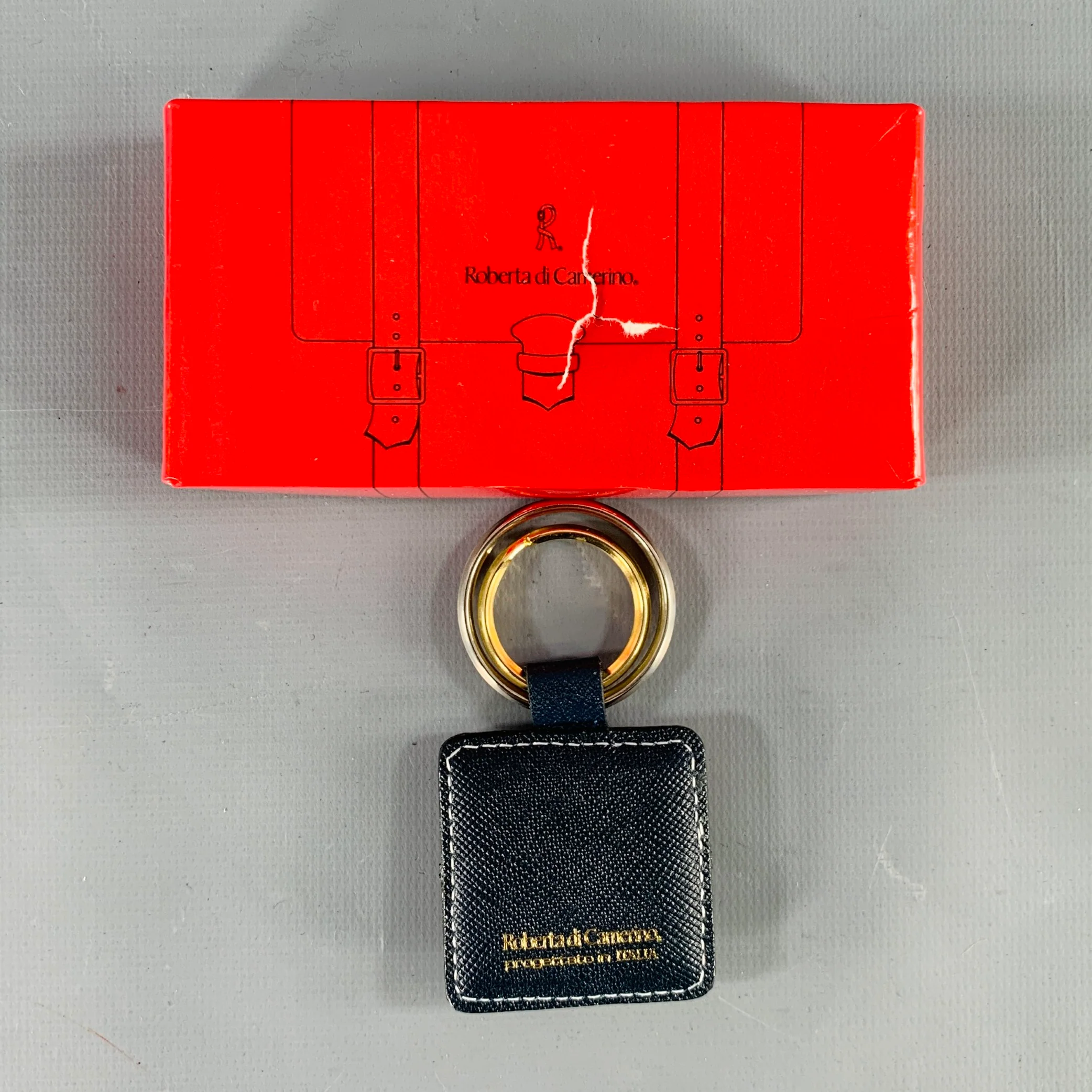 ROBERTA DI CAMERINO Saffiano Leather Double Ring Keyring - Image 3