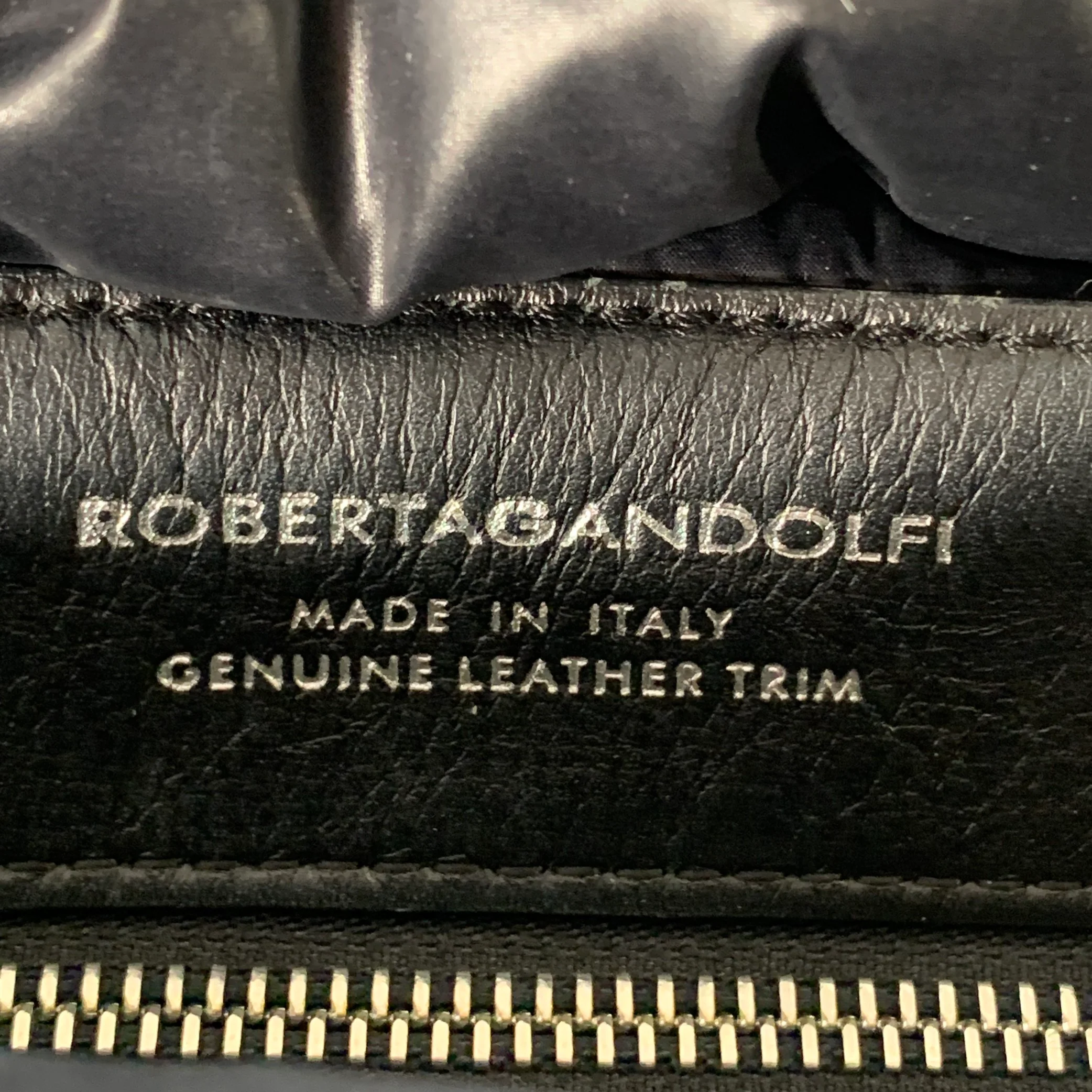 ROBERTA GANDOLFI Large Black Puffy Quilted Nylon Woven Tote Handbag - Image 5