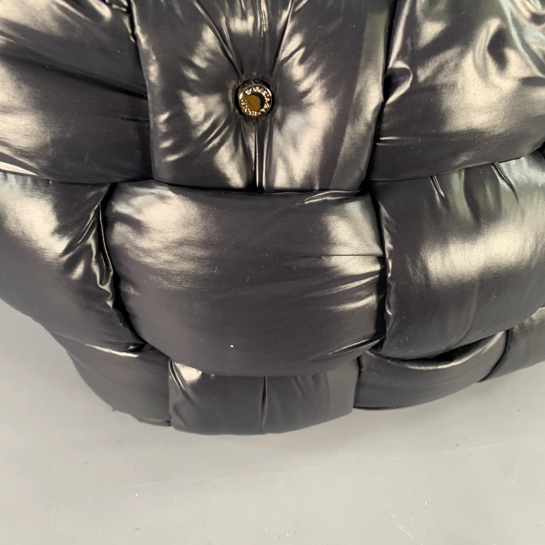 ROBERTA GANDOLFI Medium Black Puffy Quilted Nylon Woven Tote Handbag - Image 5