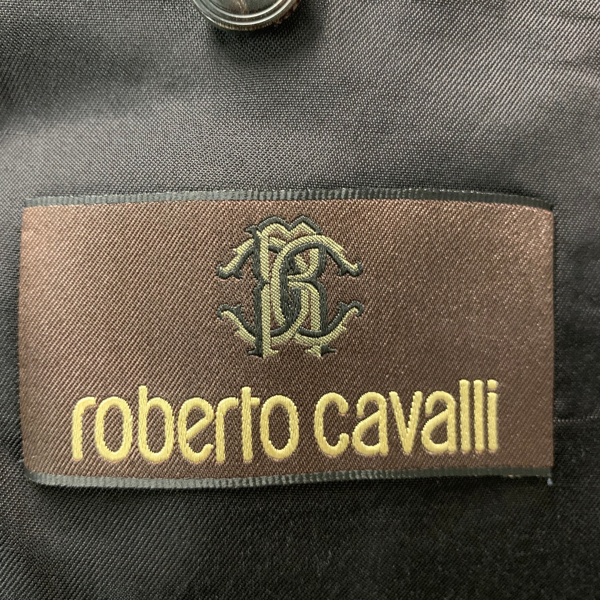 ROBERTO CAVALLI Size 40 Black Grey Snake Wool Silk Peak Lapel Sport Coat - Image 7