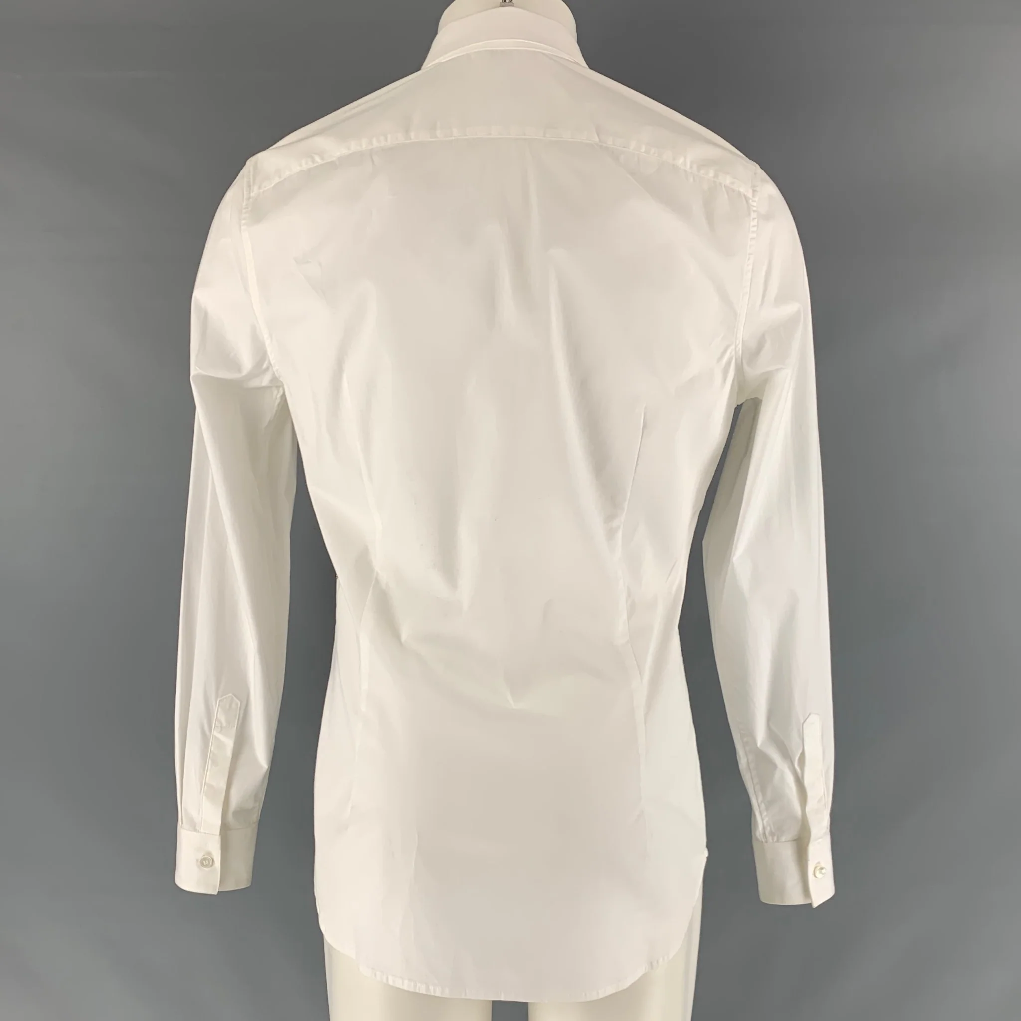 ROBERTO CAVALLI Size M White Studded Cotton Elastane Long Sleeve Shirt - Image 4