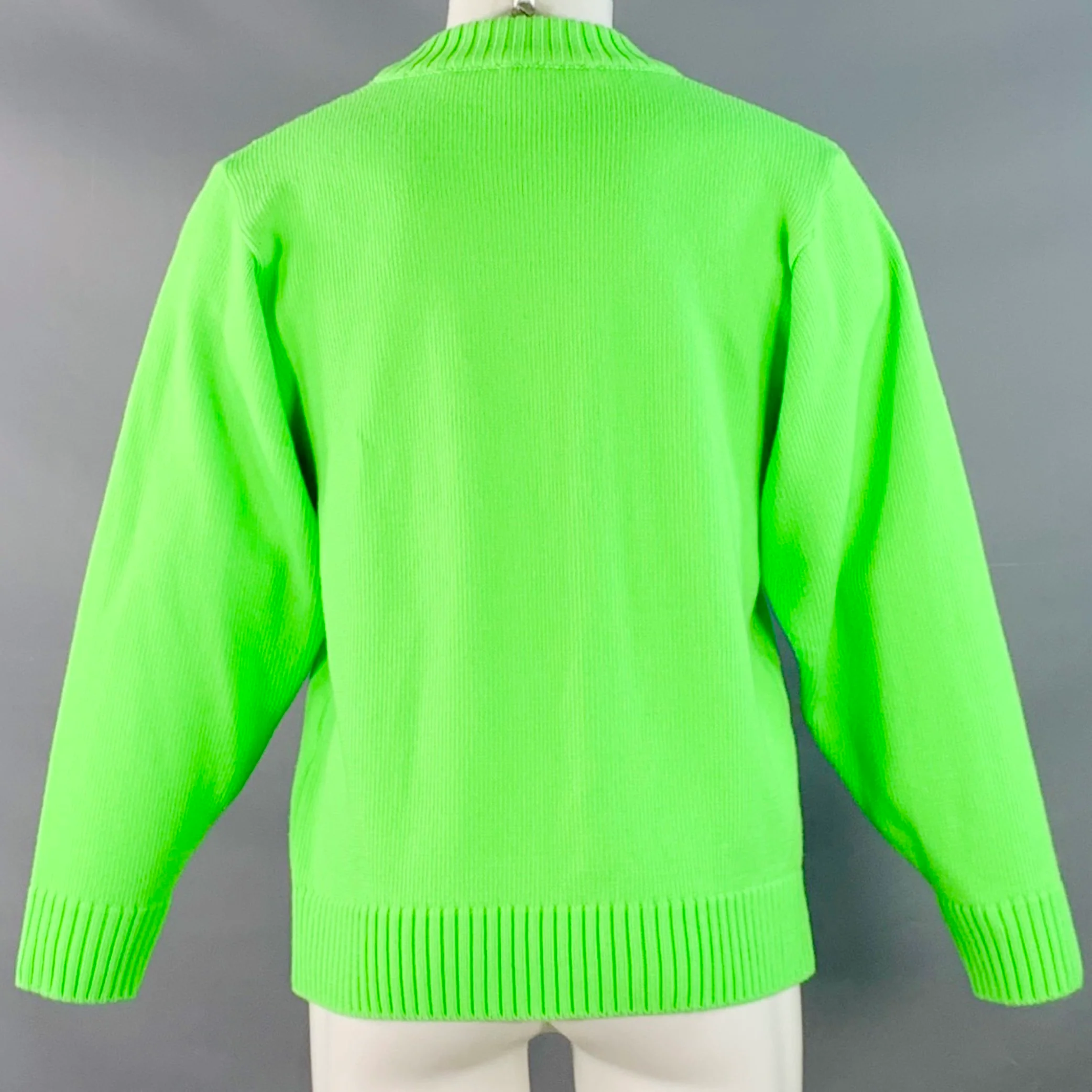 ROBYN LYNCH Size S Neon Green Merino Wool Cashmere Crew Neck Sweater - Image 4