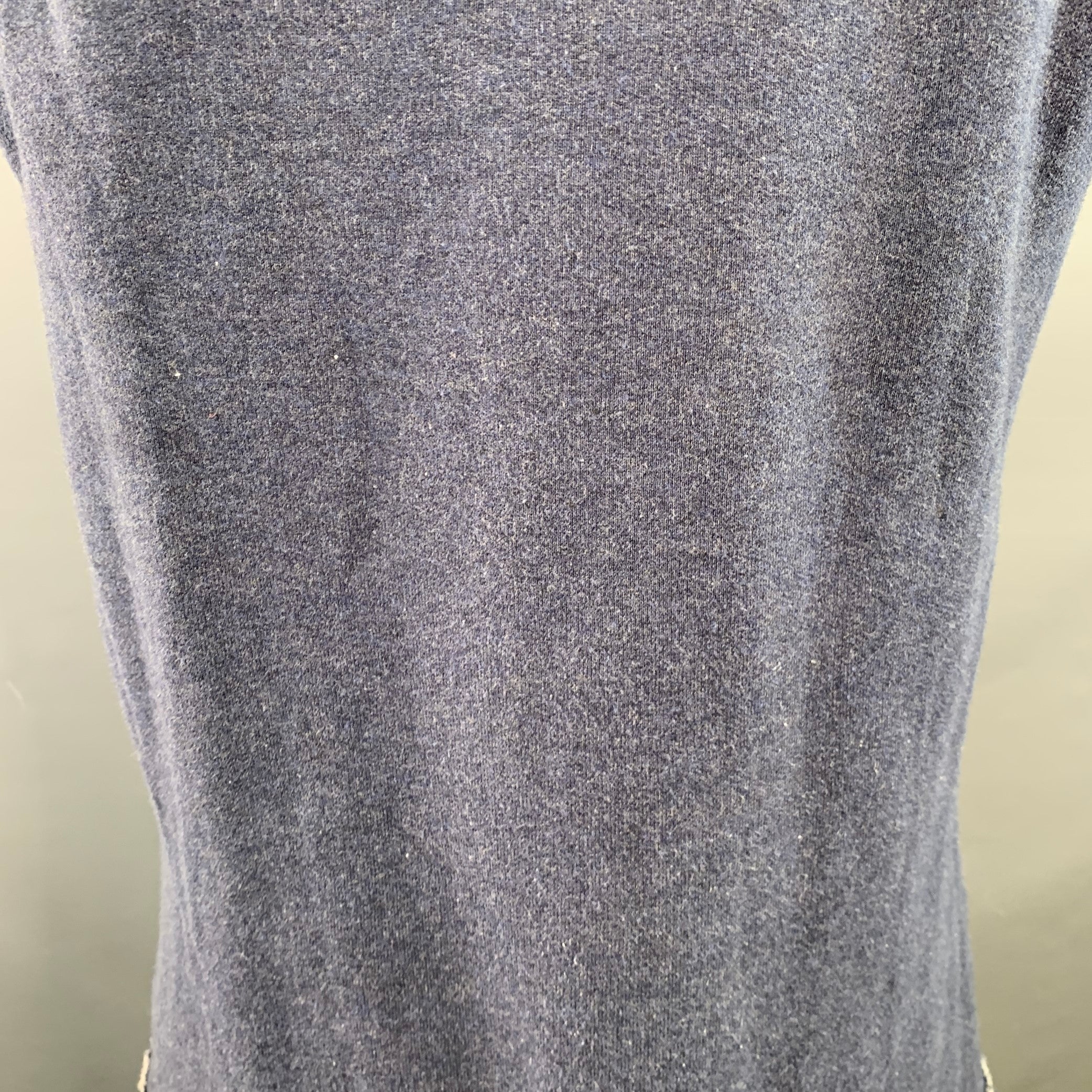 ROCHAMBEAU Size XL Navy White Cotton Polyester Raw Edge T-shirt - Image 4