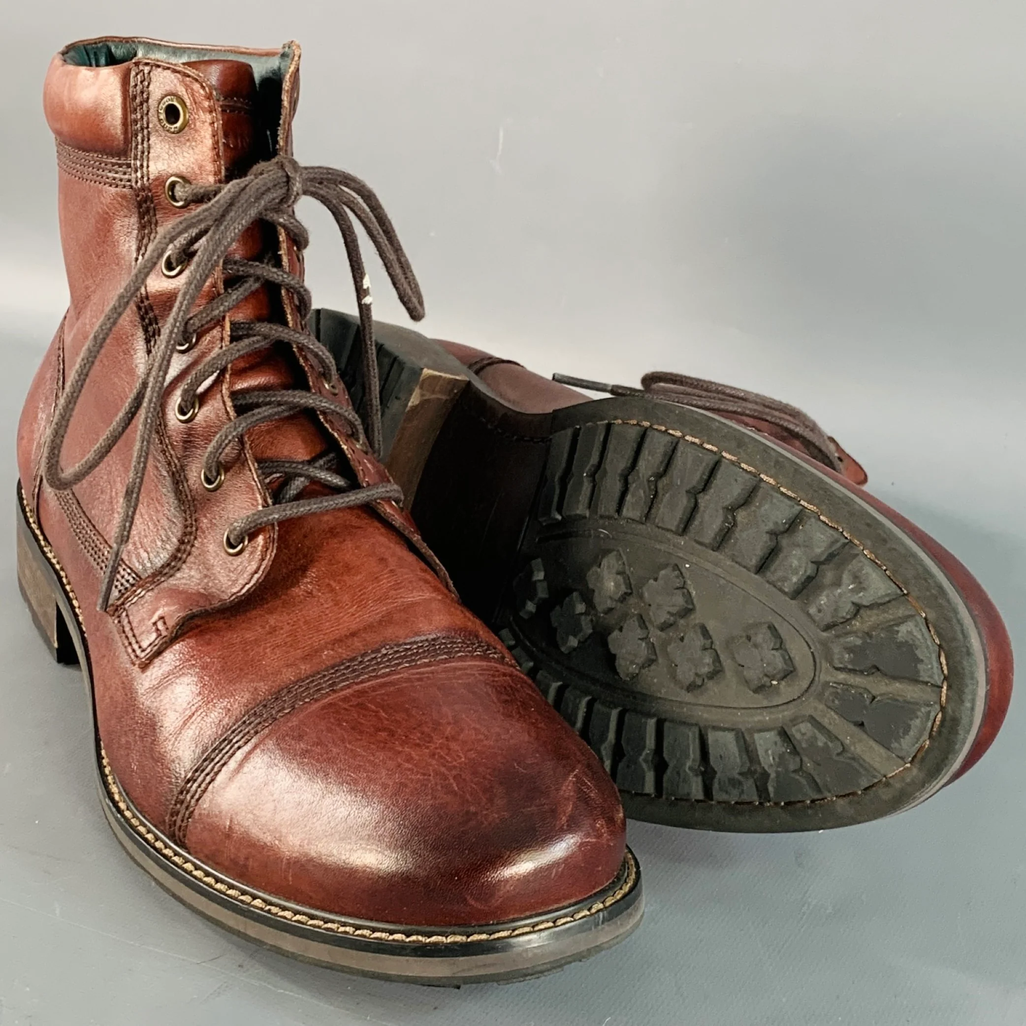 RODD & GUNN Size 13 Dobson Brown Leather Cap Toe Lace-Up Boots - Image 5