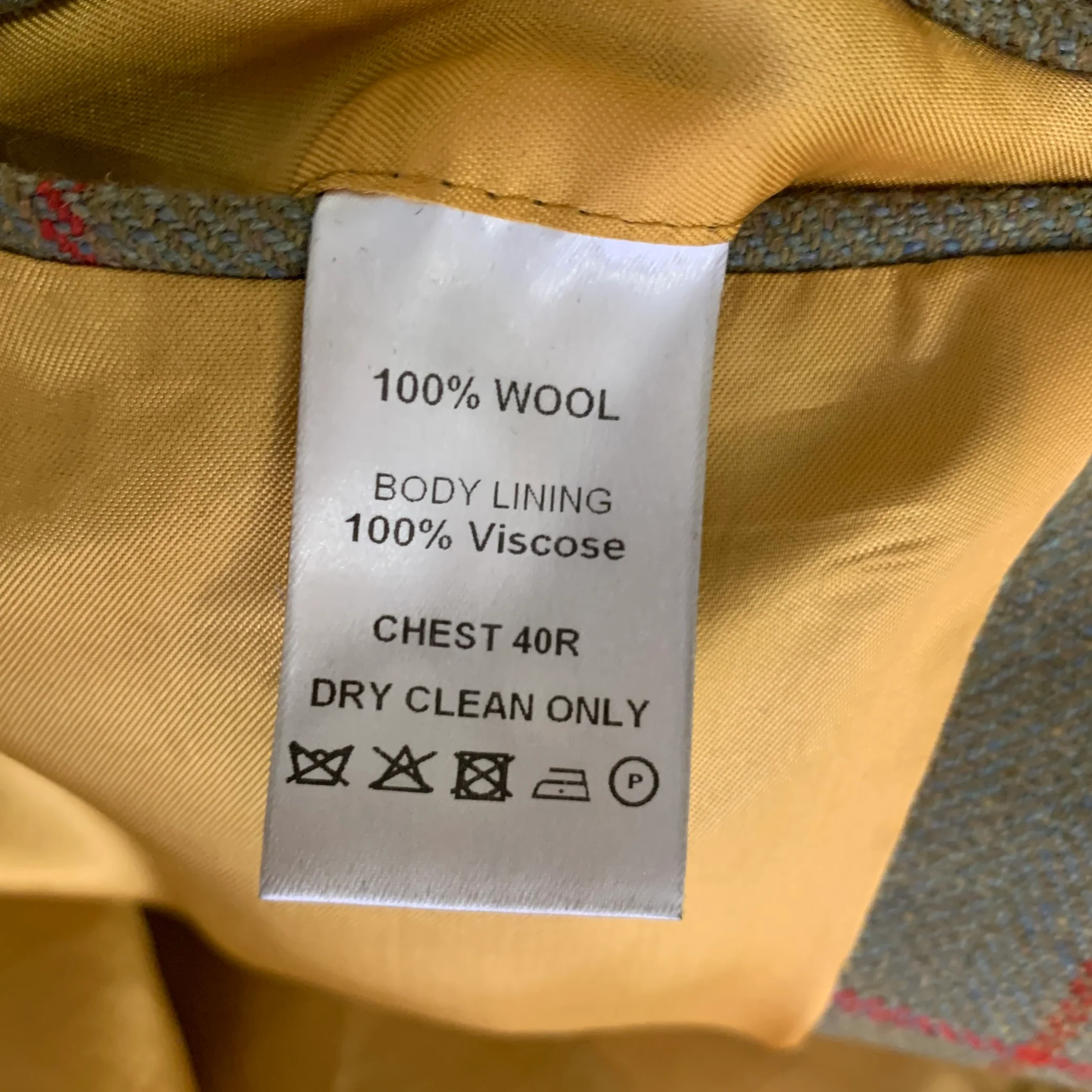 RODERICK CHARLES Chest Size 40 Green Orange & Red Window Pane Wool Sport Coat - Image 6