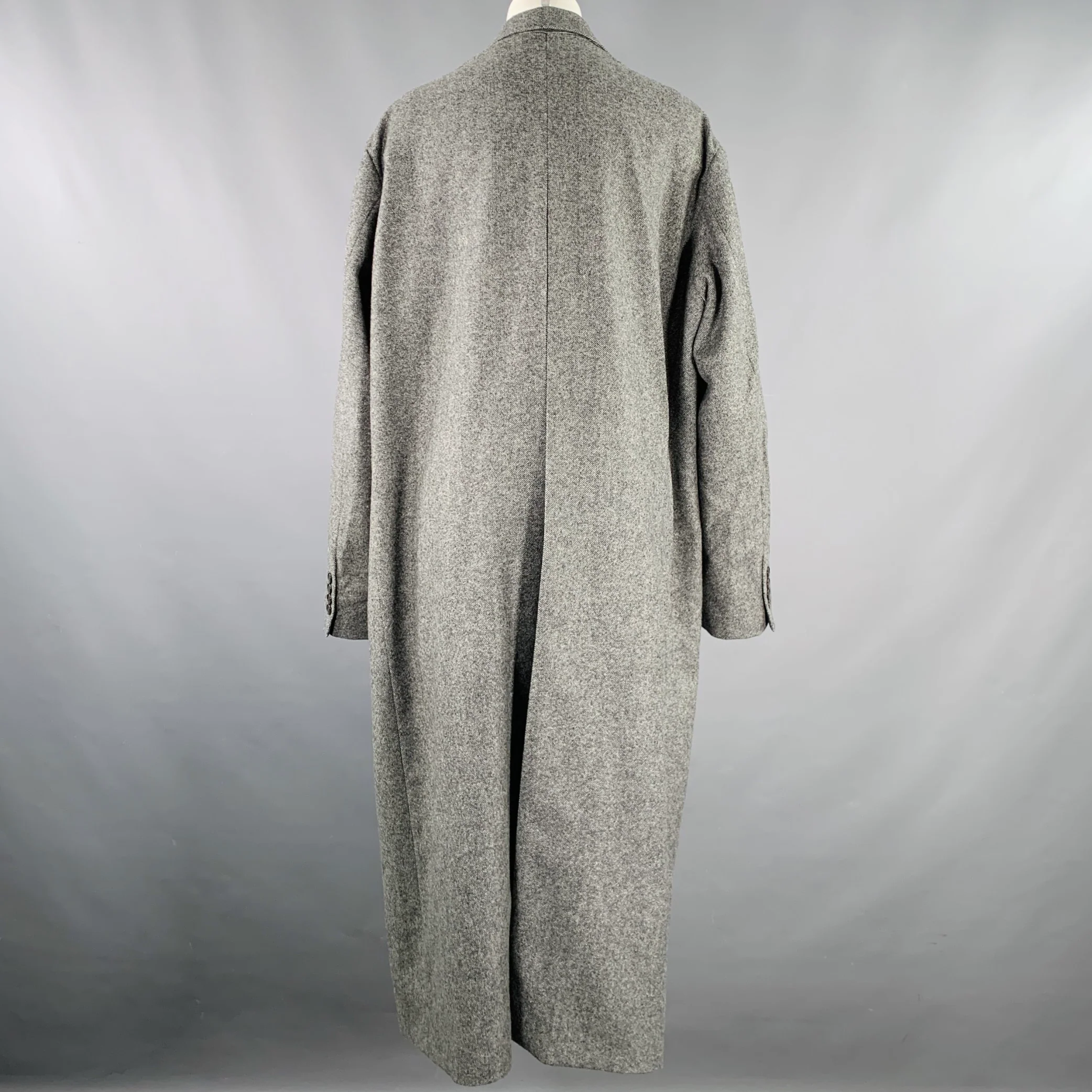 ROKH Size S Grey Wool Tweed Oversized Coat - Image 3
