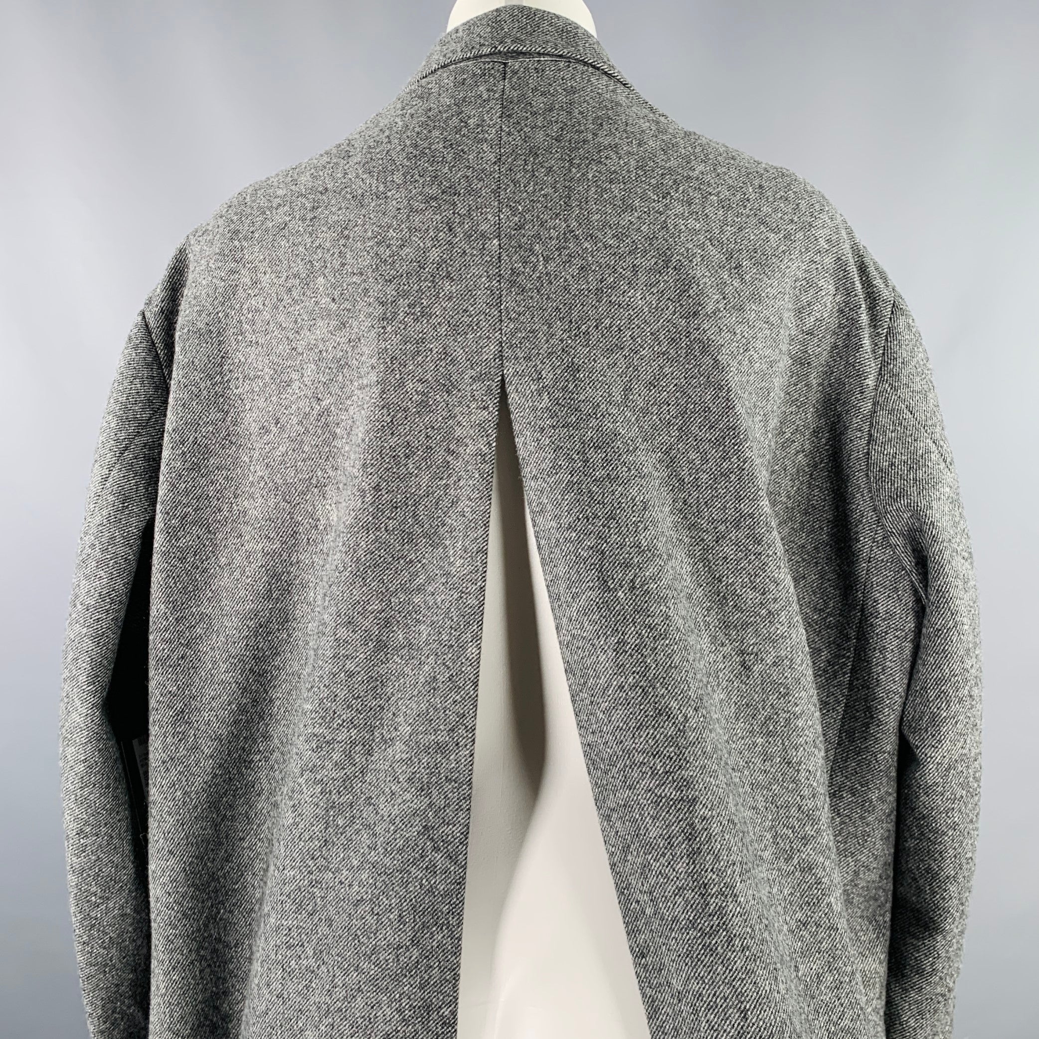 ROKH Size S Grey Wool Tweed Oversized Coat - Image 4