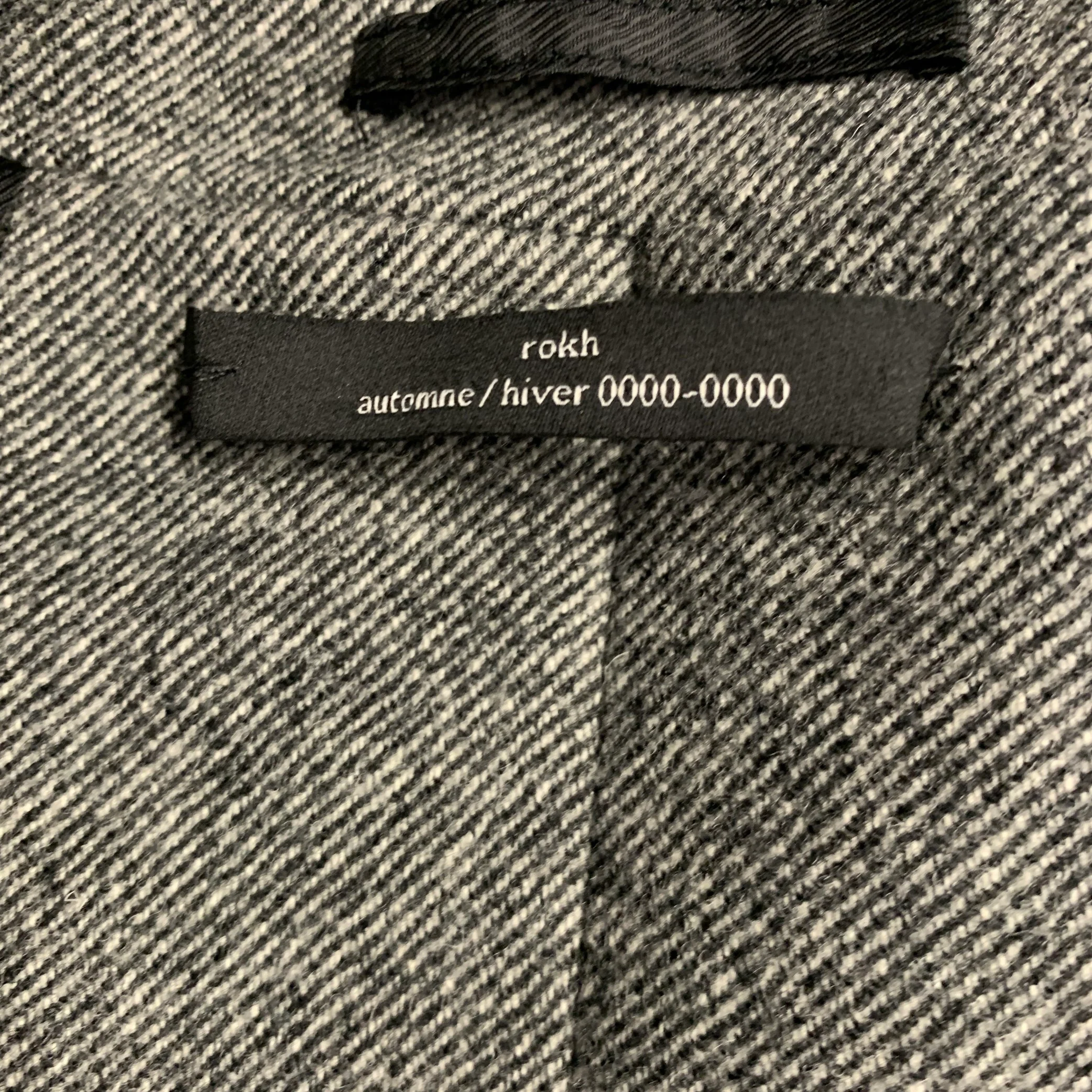 ROKH Size S Grey Wool Tweed Oversized Coat - Image 6