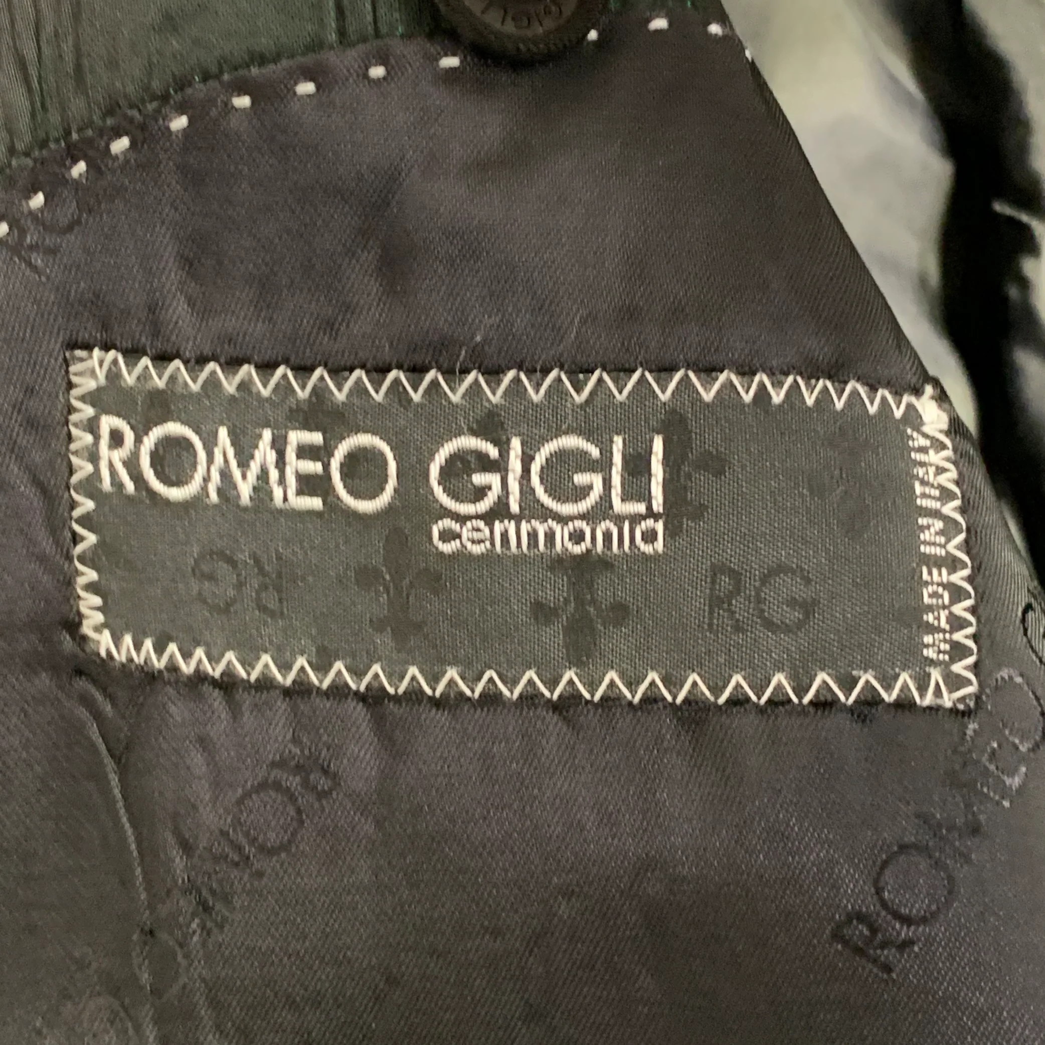 ROMEO GIGLI Size 42 Black Green Contrast Trim Virgin Wool Sport Coat - Image 6