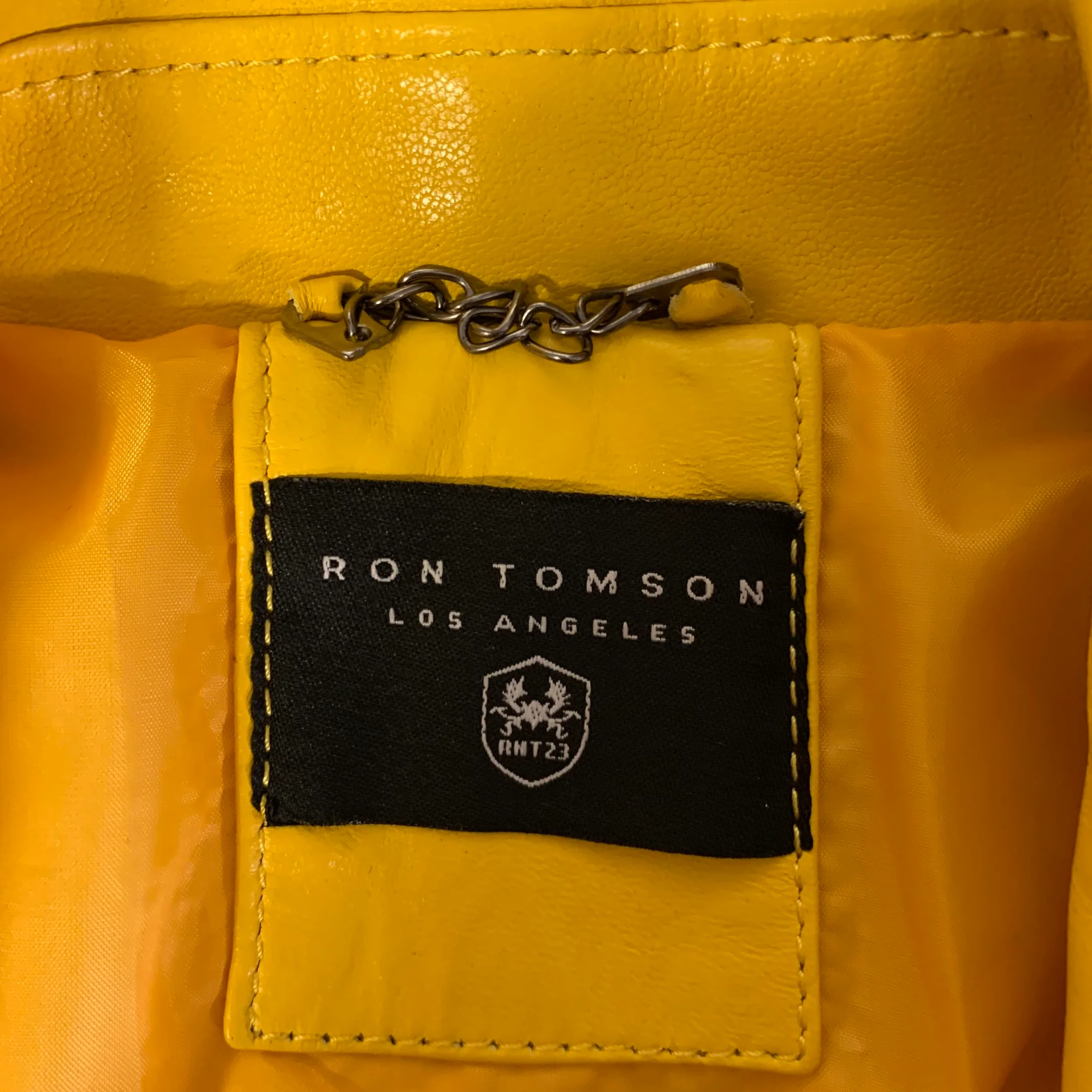 RON TOMSON Size 36 Yellow Leather Moto Racer Jacket - Image 6