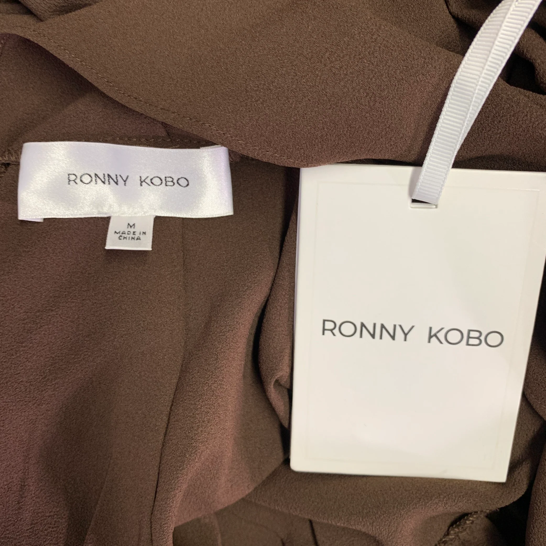 RONNY KOBO Size M Brown Crepe Turtleneck Dress - Image 4