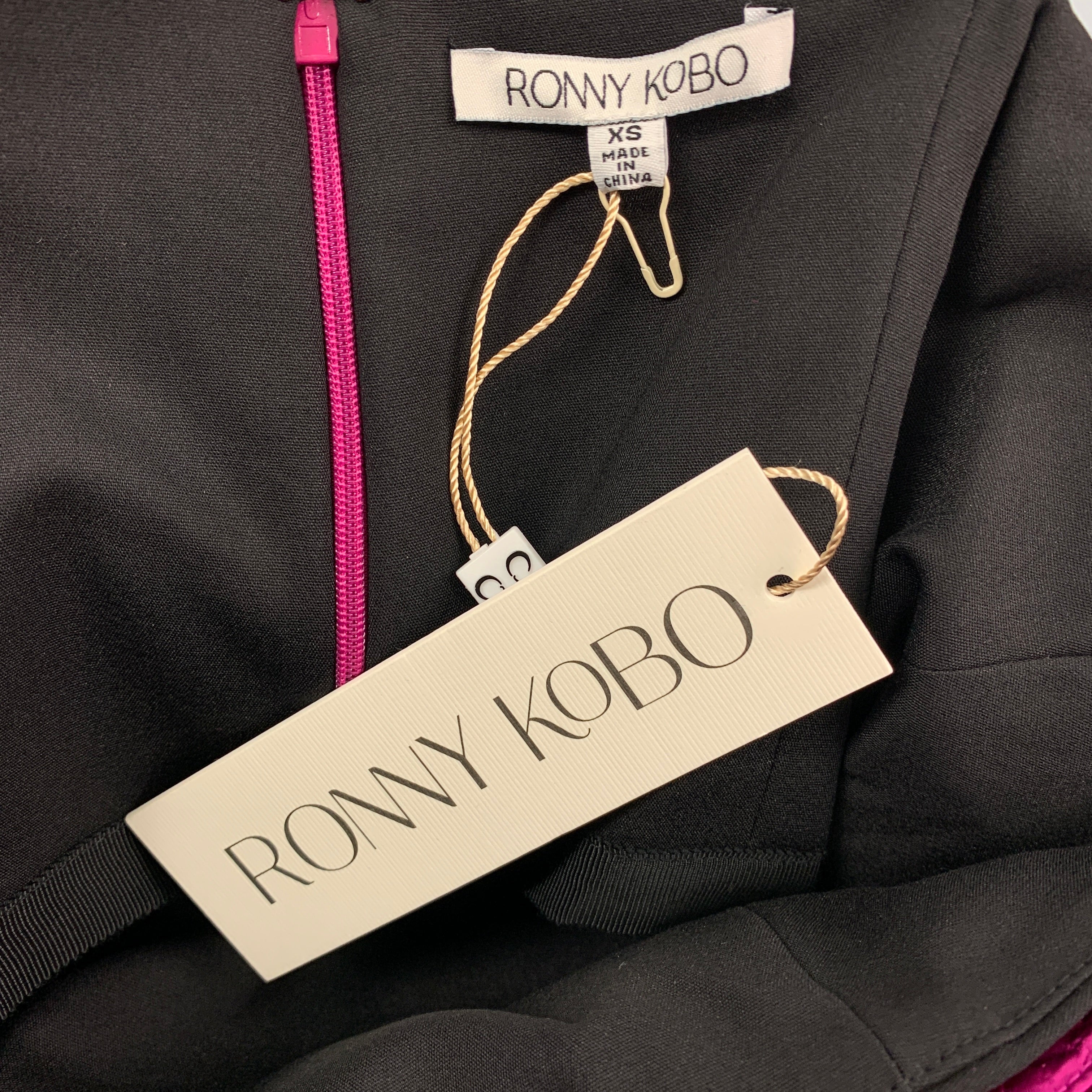 RONNY KOBO Size XS Carolayna Pink Fuchsia Polyamide Blend Wrinkled Bow Dress - Image 4