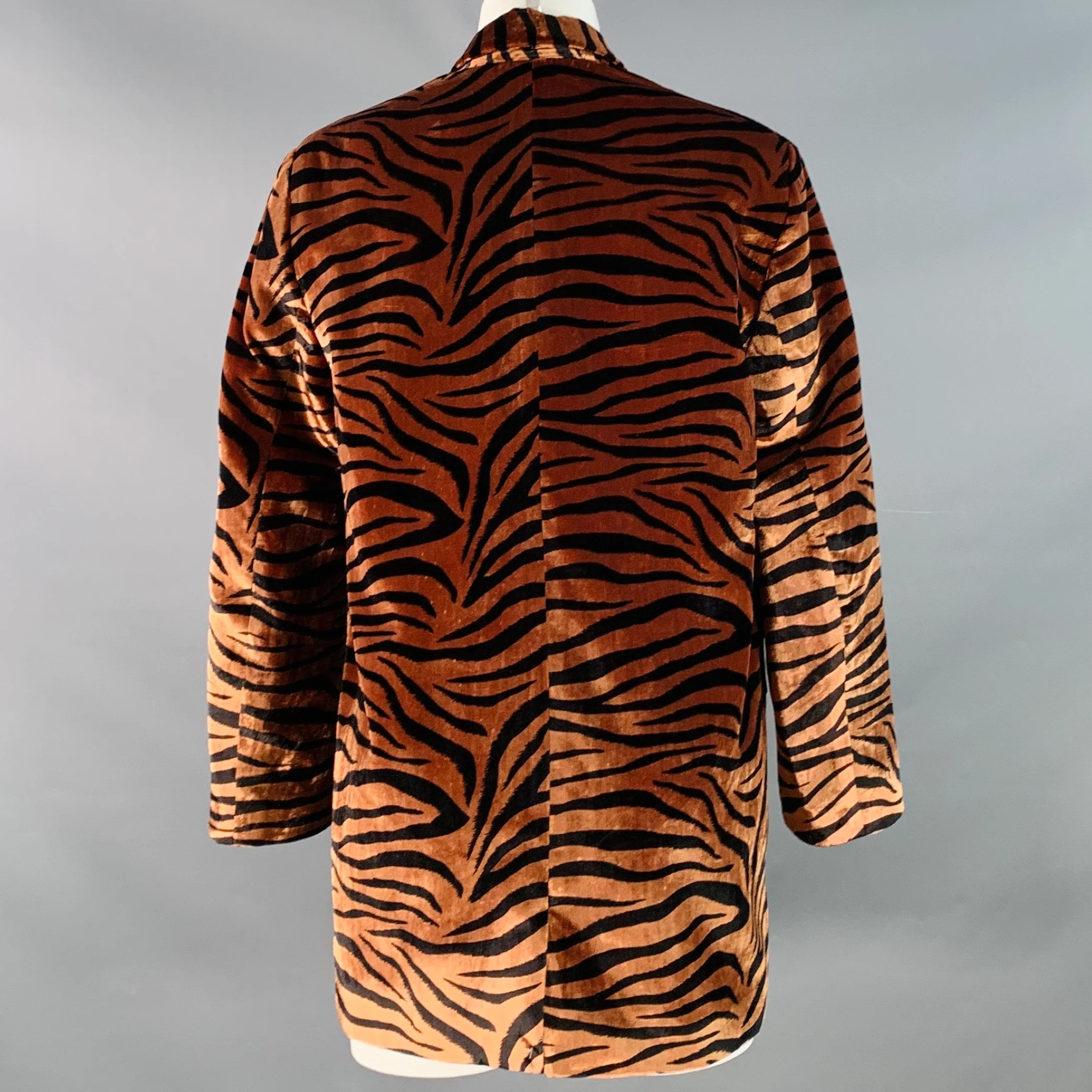 ROTATE Size 2 Maggie Brown Black Velour Animal Print Single Button Jacket Blazer - Image 3
