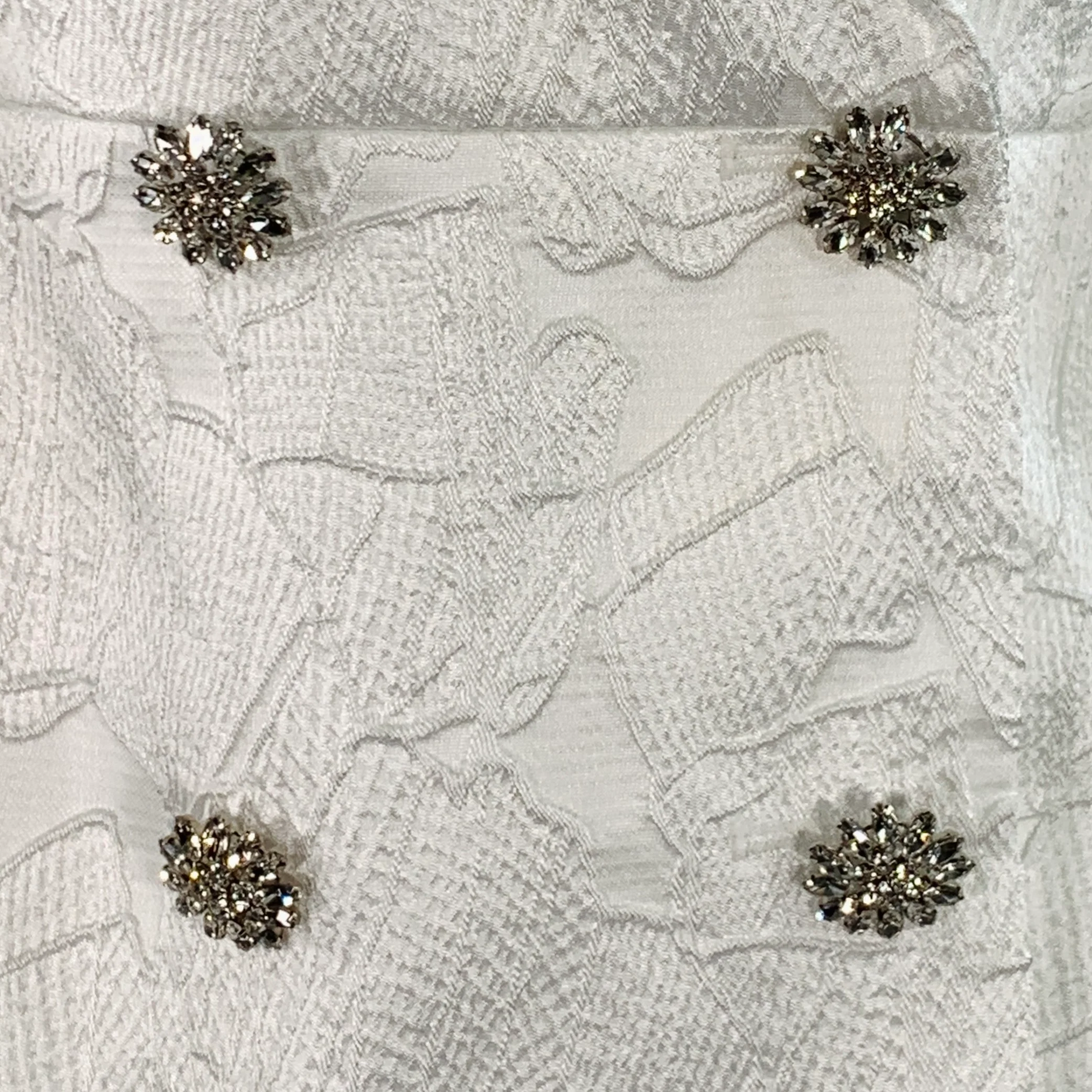 ROTATE Size M White Polyester Blend Jacquard Double Breasted Jacket - Image 2