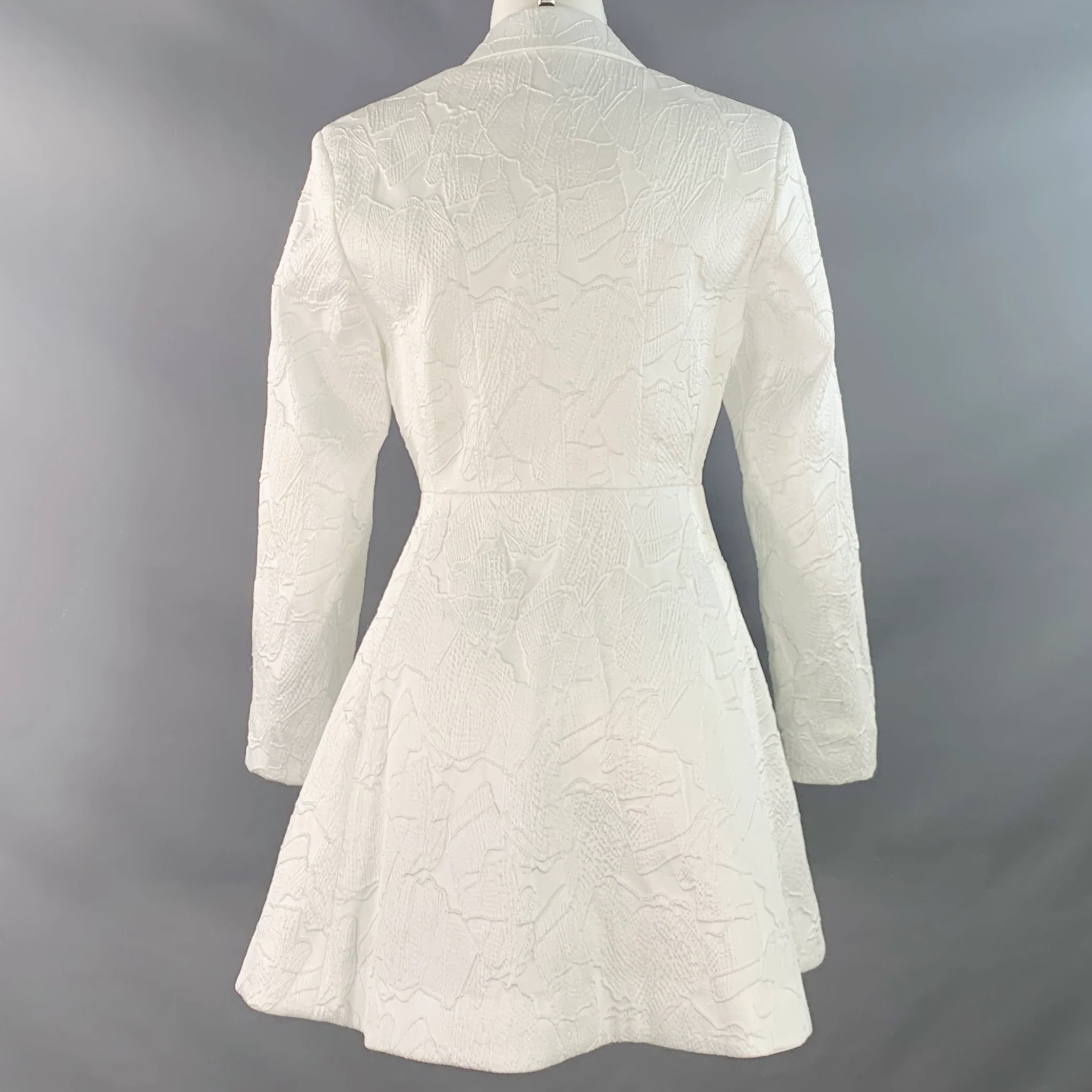 ROTATE Size M White Polyester Blend Jacquard Double Breasted Jacket - Image 4