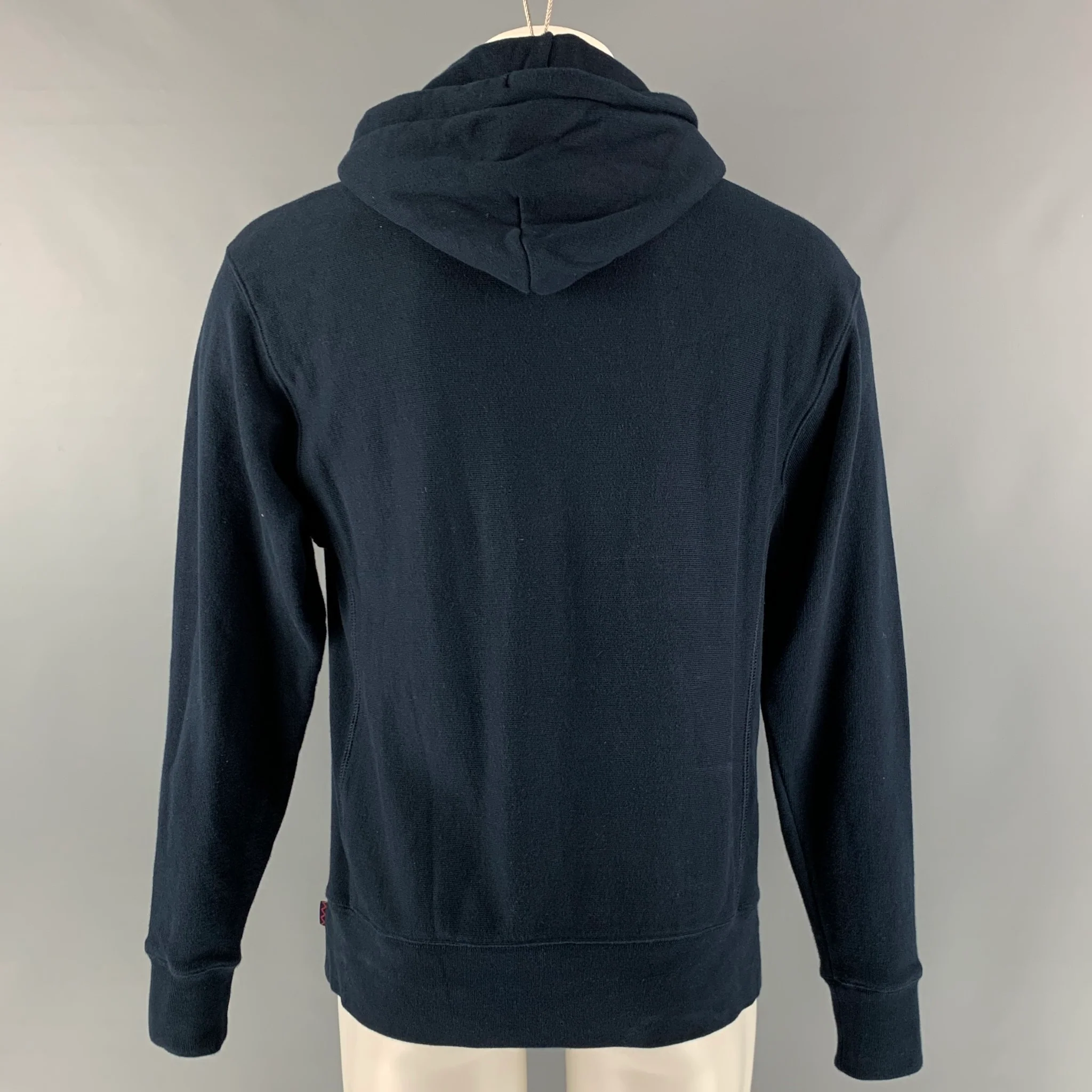 ROWING BLAZERS Size S Navy White Logo Cotton Hooded Sweatshirt - Image 3