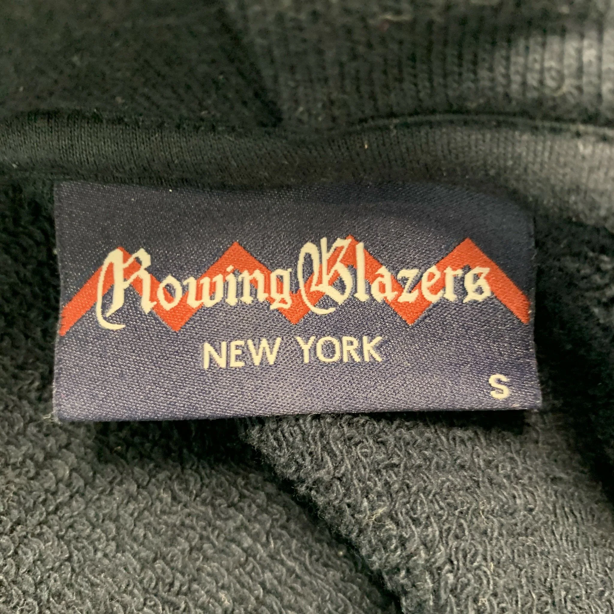 ROWING BLAZERS Size S Navy White Logo Cotton Hooded Sweatshirt - Image 4