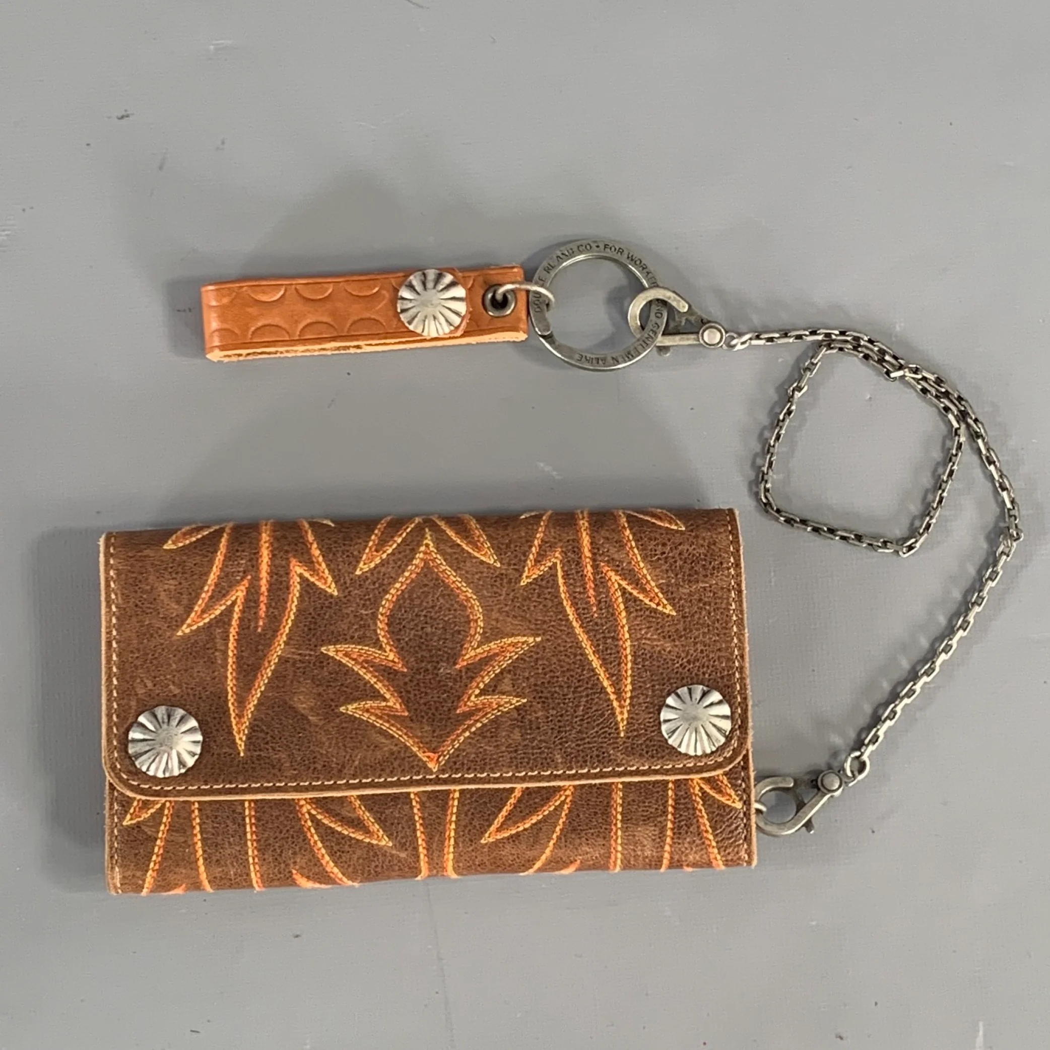 RRL by RALPH LAUREN Brown Contrast Stitch Leather Wallet