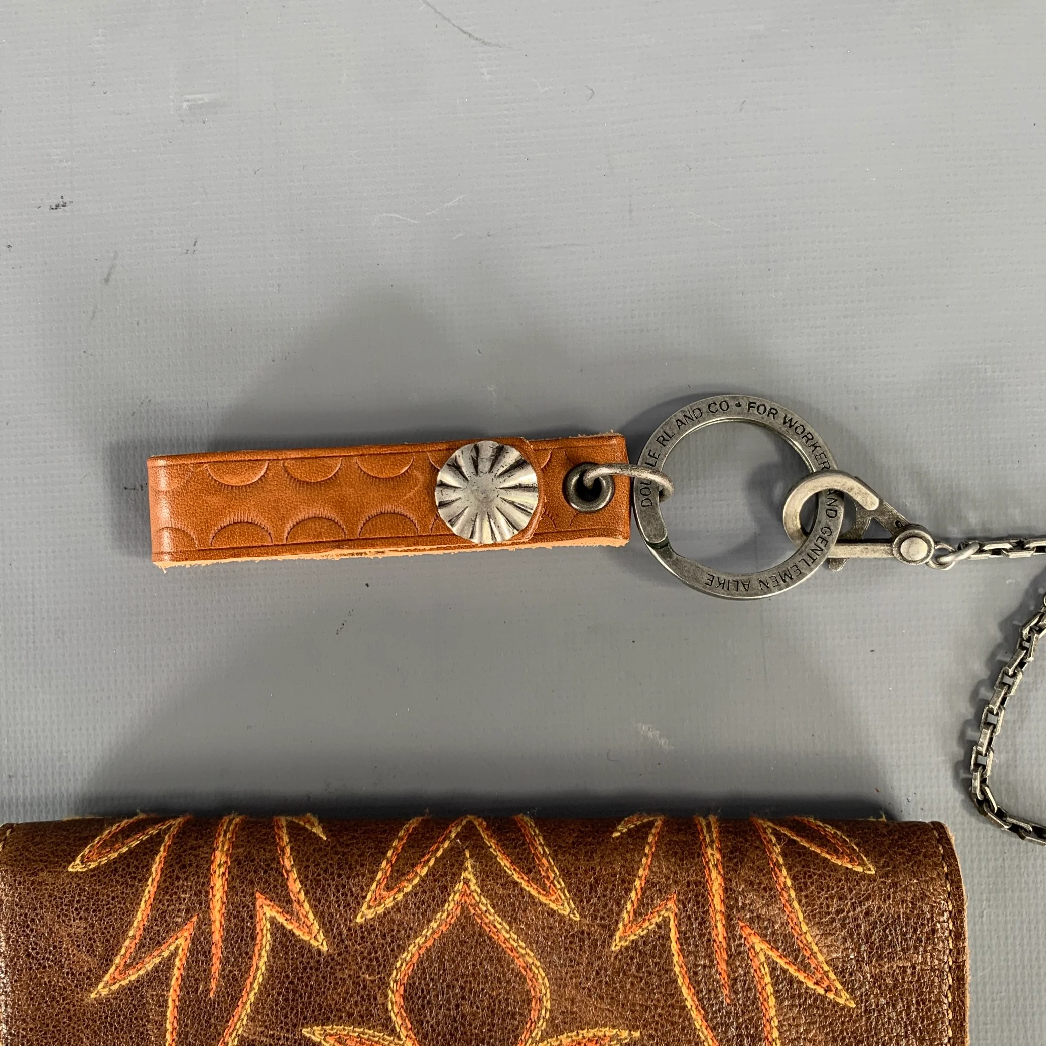 RRL by RALPH LAUREN Brown Contrast Stitch Leather Wallet - Image 2
