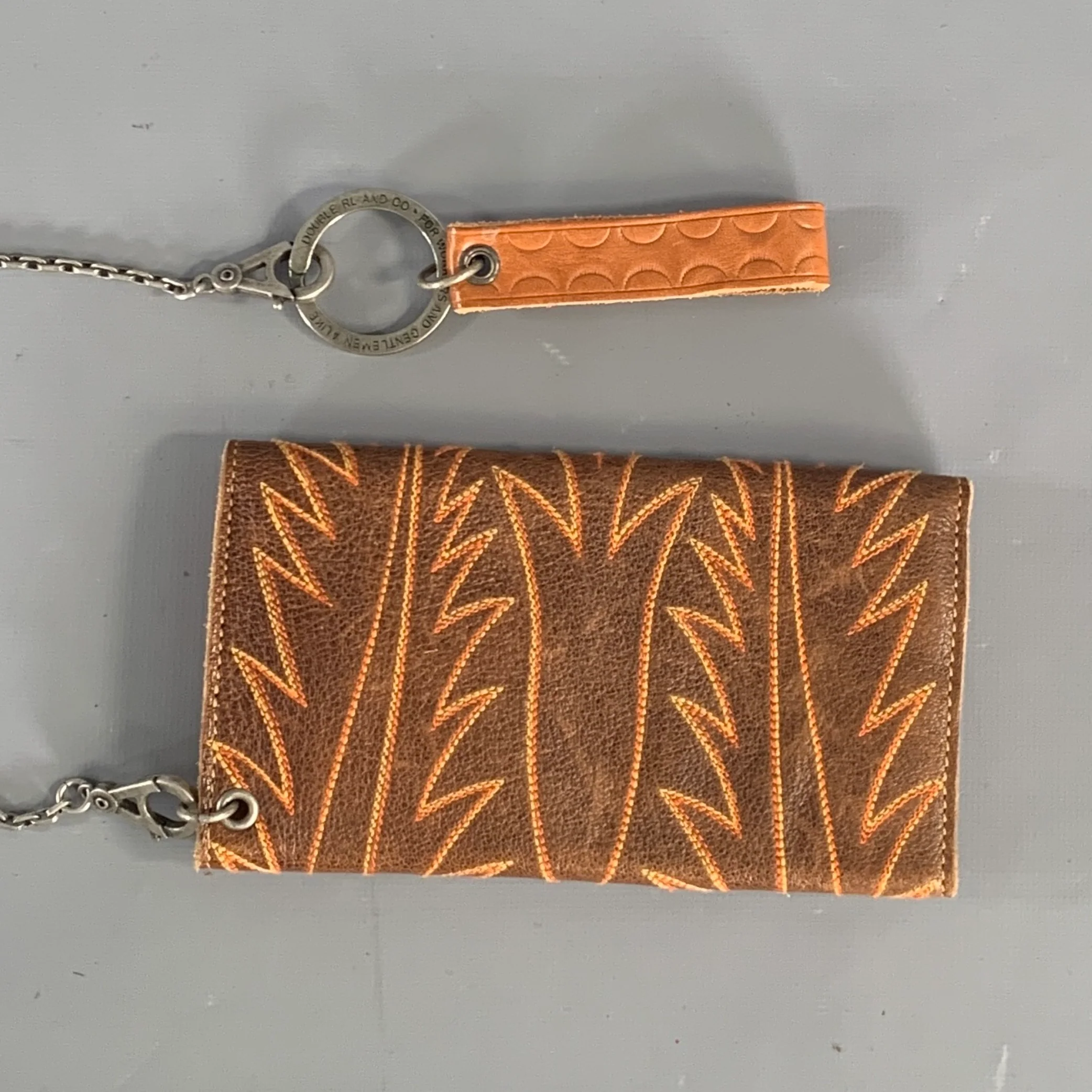 RRL by RALPH LAUREN Brown Contrast Stitch Leather Wallet - Image 3
