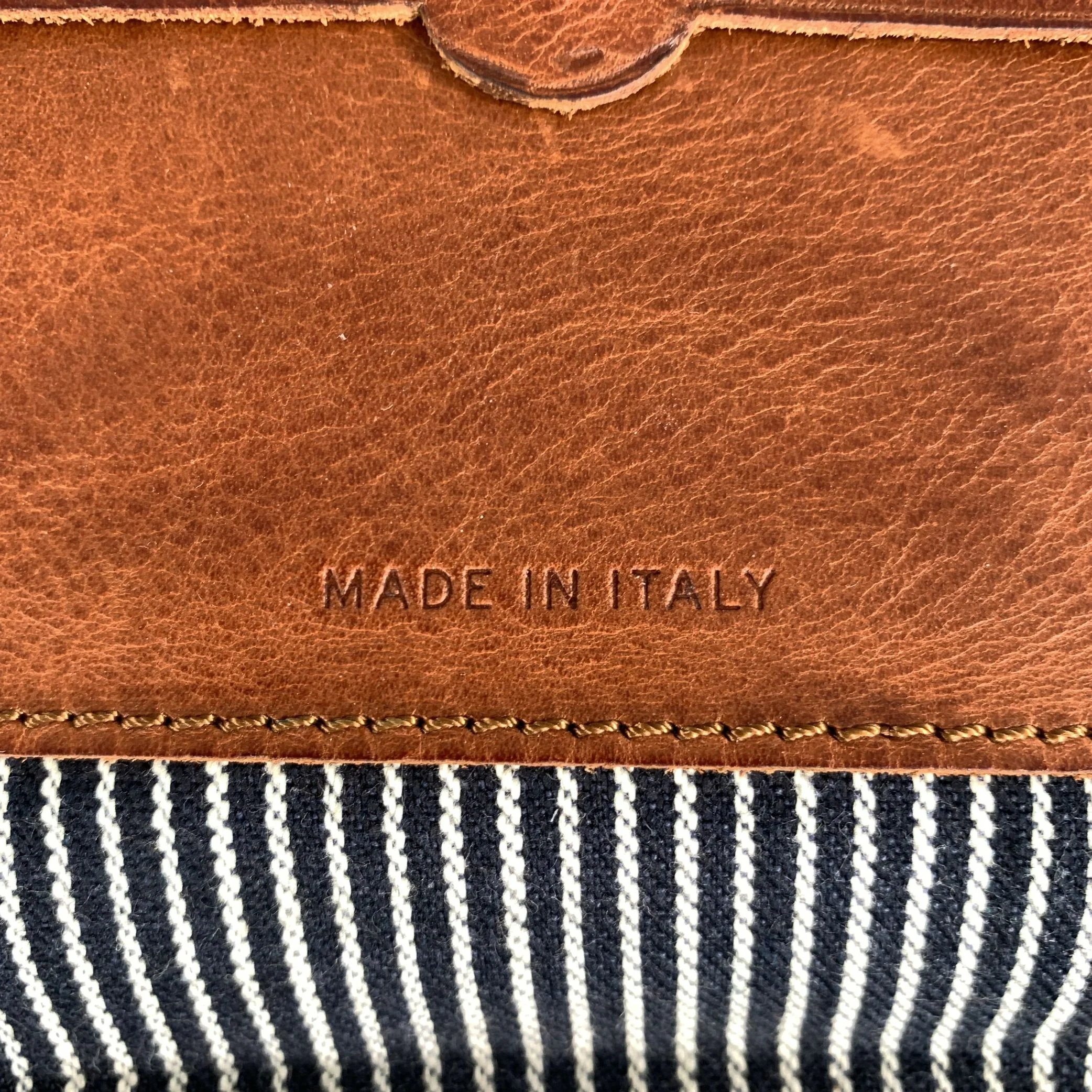 RRL by RALPH LAUREN Brown Navy Stripe Canvas leaher Wallet - Image 5