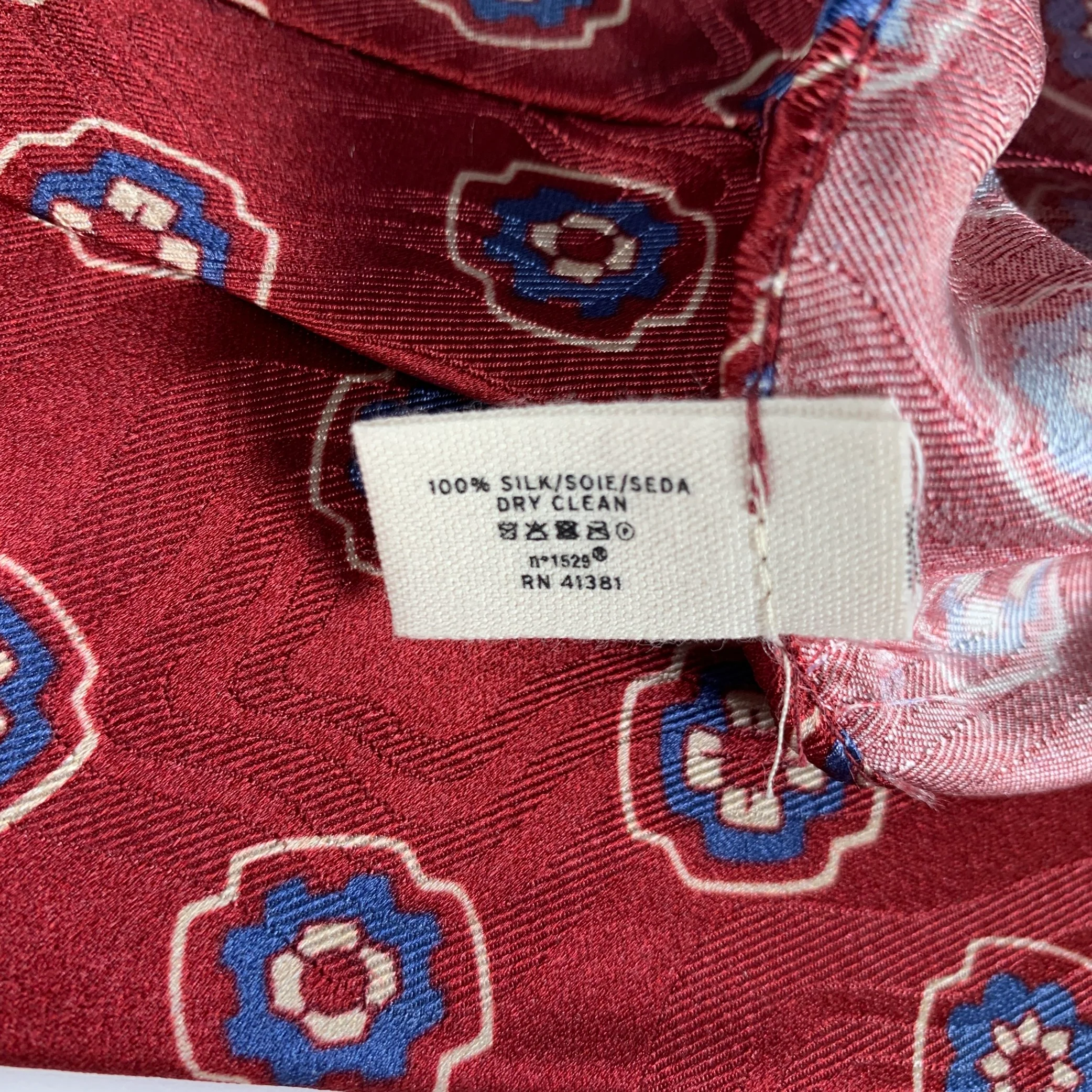 RRL by RALPH LAUREN Burgundy Blue & Cream Silk Tie - Image 5