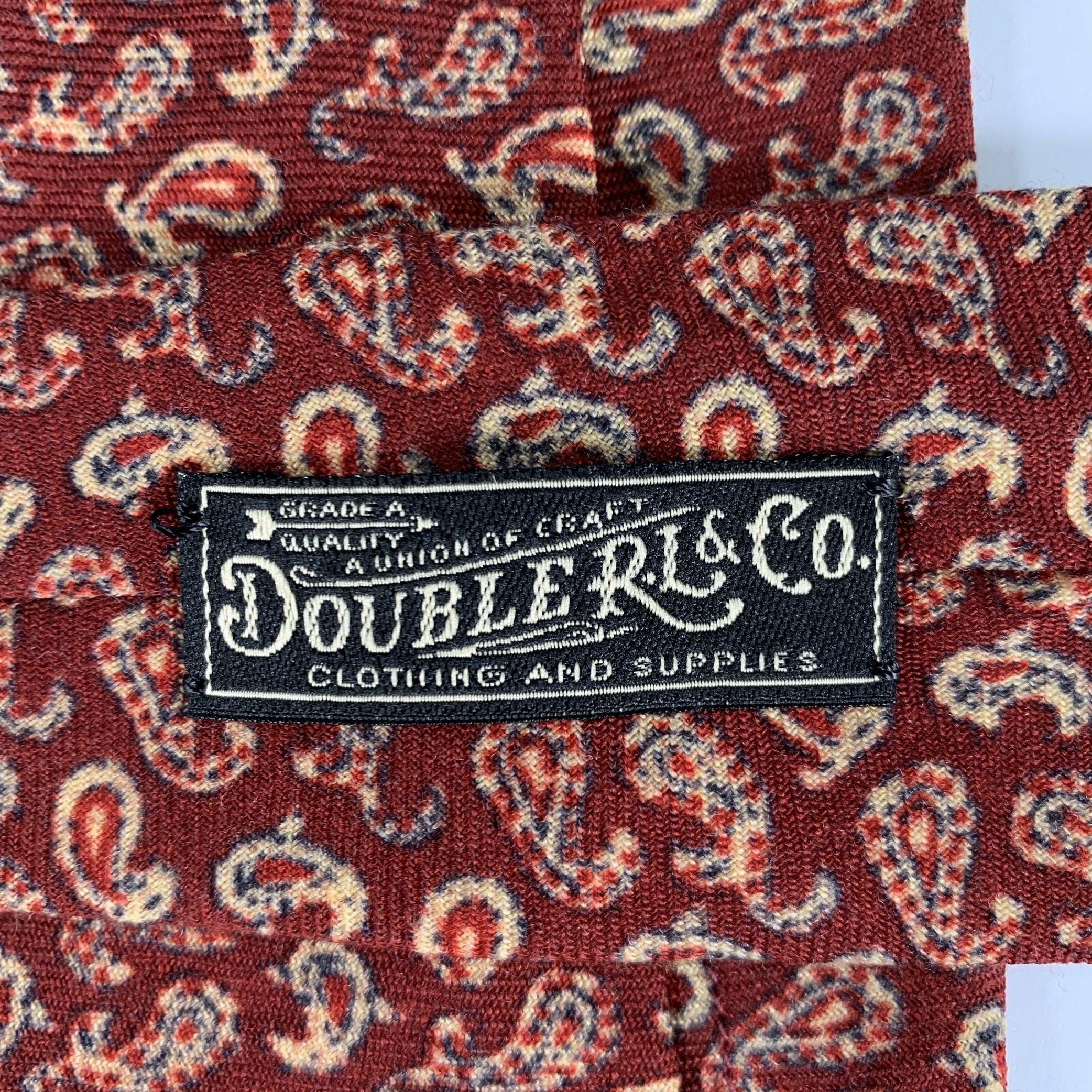 RRL by RALPH LAUREN Burgundy Tan & blue Geometric Wool Tie - Image 3