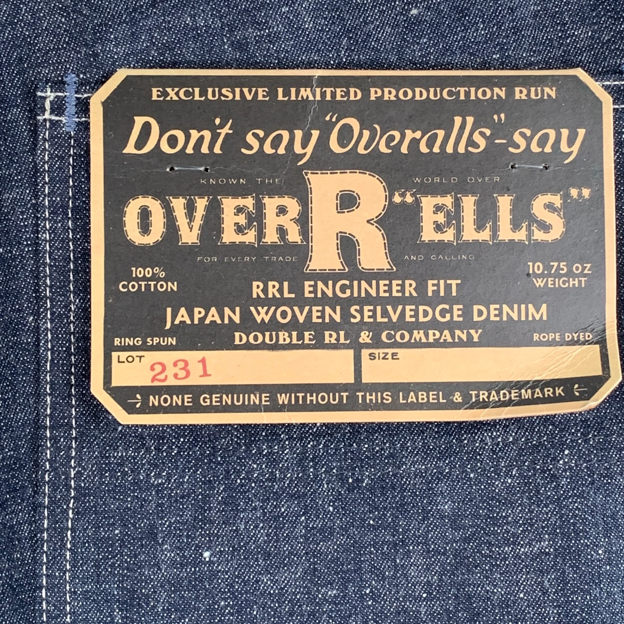 RRL by RALPH LAUREN Limited Edition Size 36 Indigo Contrast Stitch Selvedge Denim Worker Jeans - Image 4