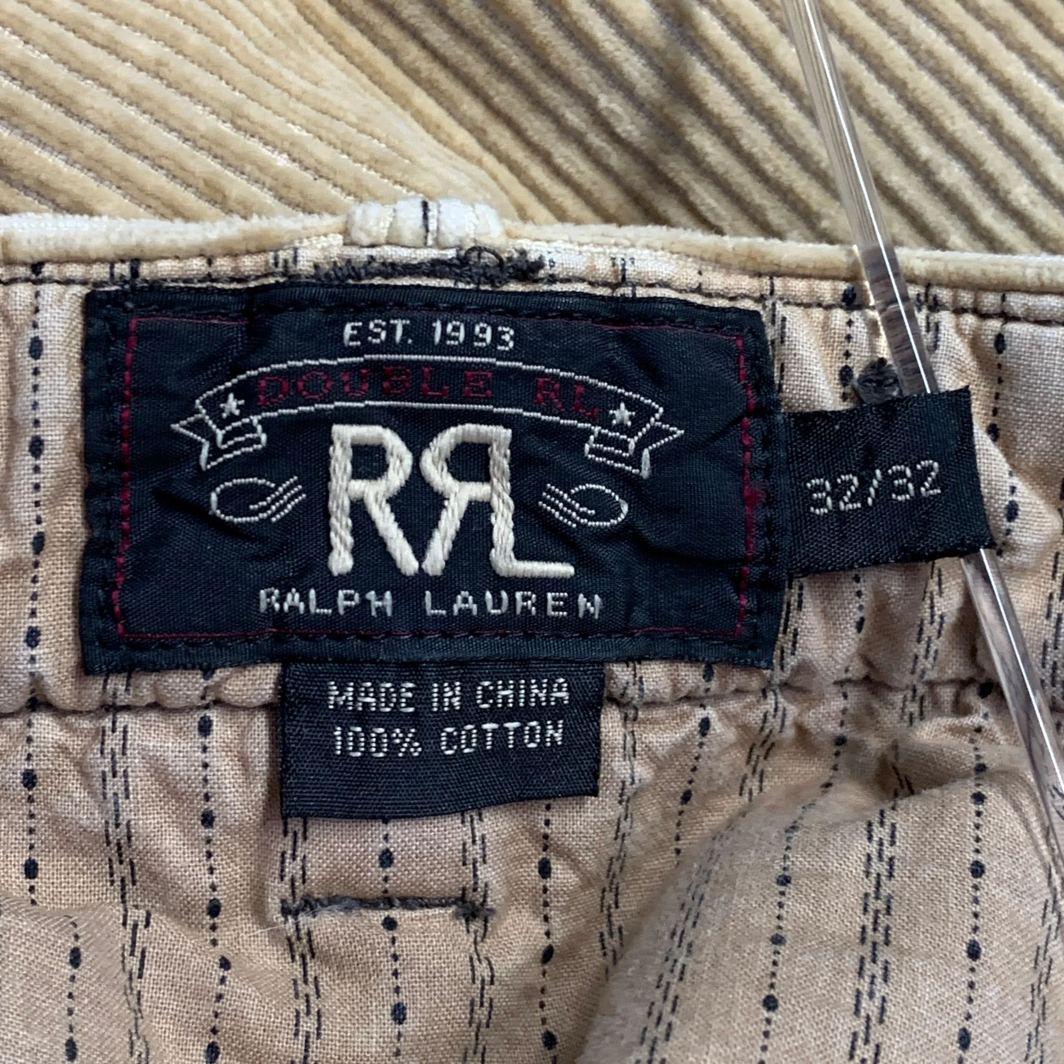 RRL by RALPH LAUREN Size 32 Tan Corduroy Cotton Straight Casual Pants - Image 5