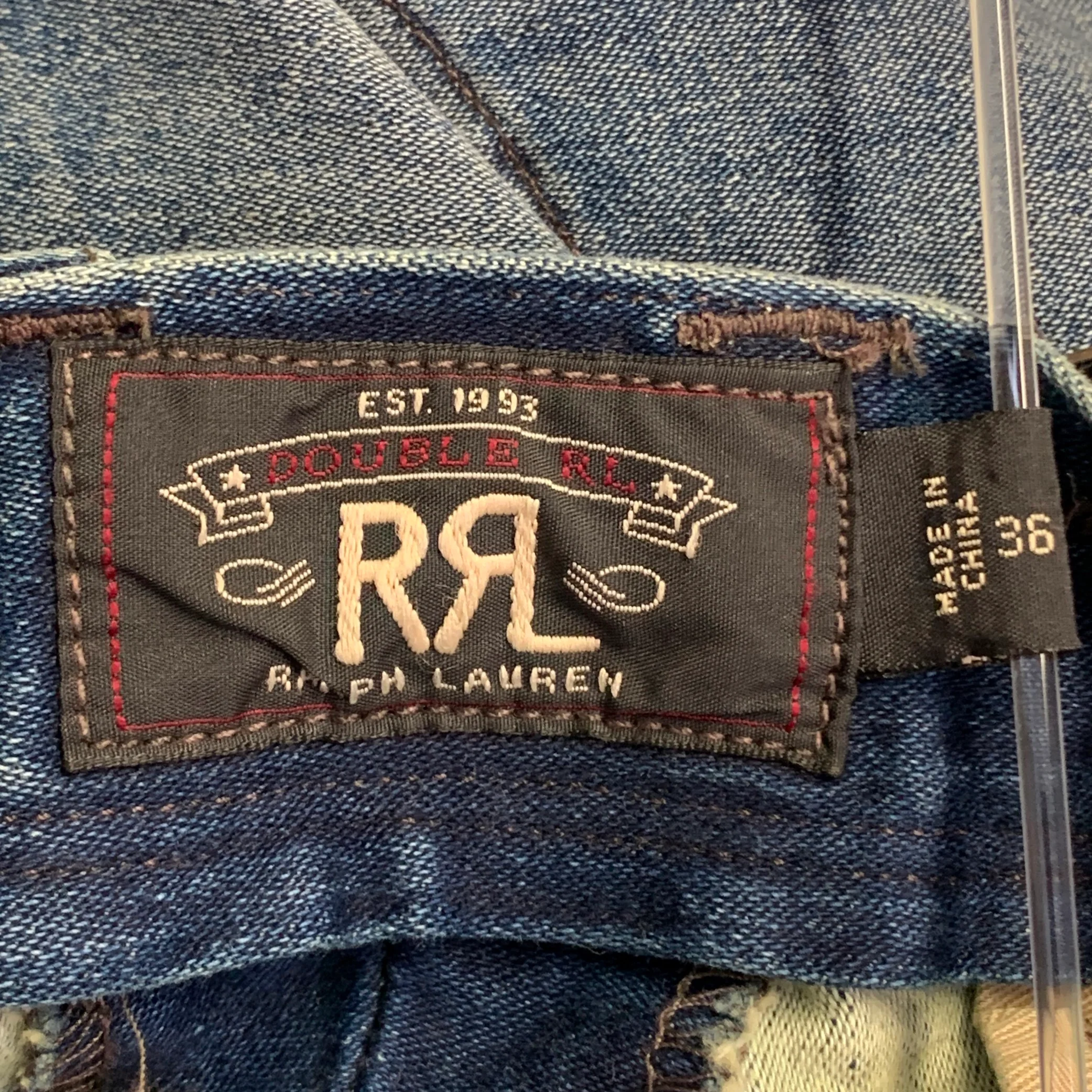 RRL by RALPH LAUREN Size 36 Blue Cotton Cropped Cocoon Jeans - Image 6