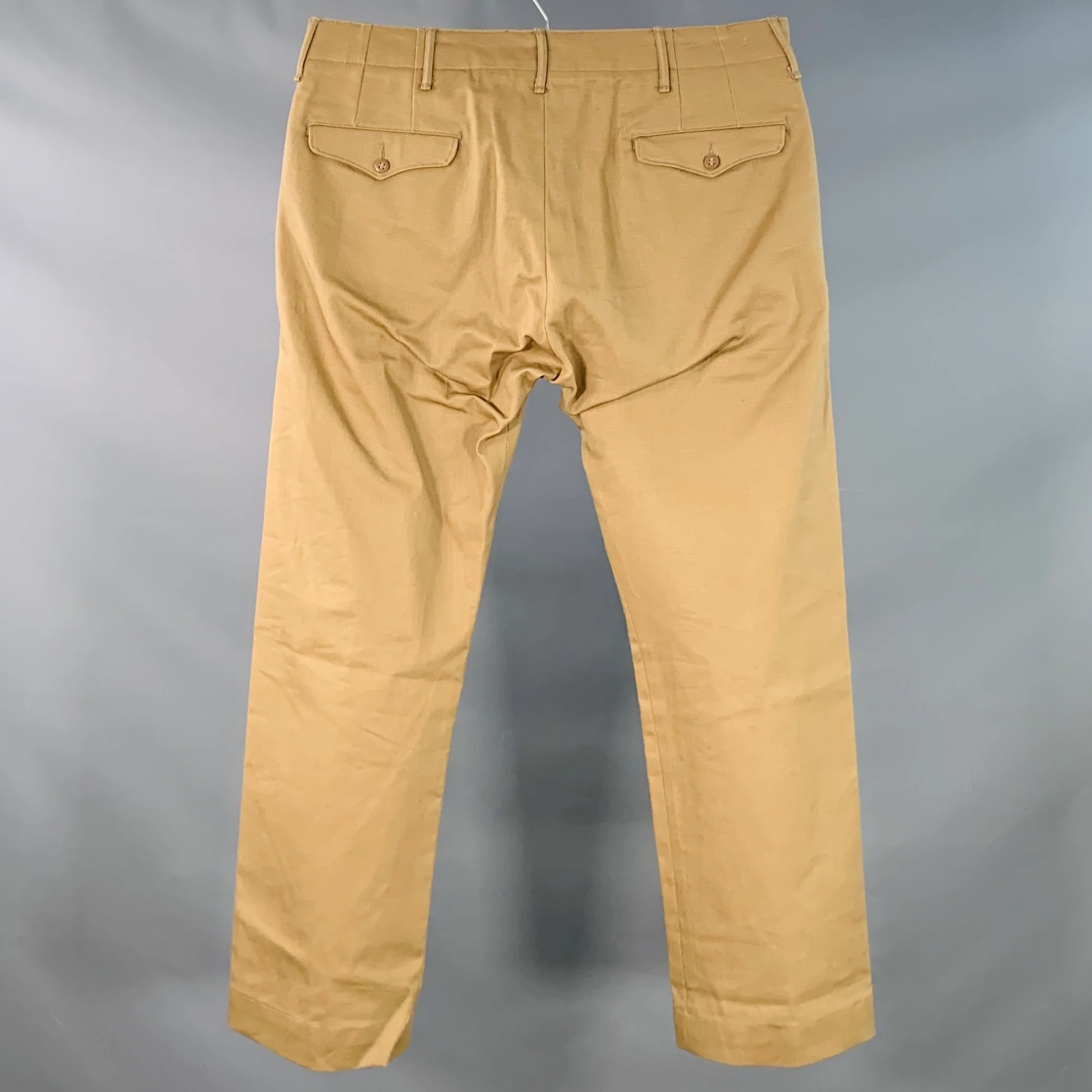 RRL by RALPH LAUREN Size 36 Camel Cotton Selvedge Twill Straight Button Fly Chino Casual Pants - Image 2